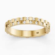 Carly oval cut Round Lab Diamond Alternating Link Eternity Cigar Band