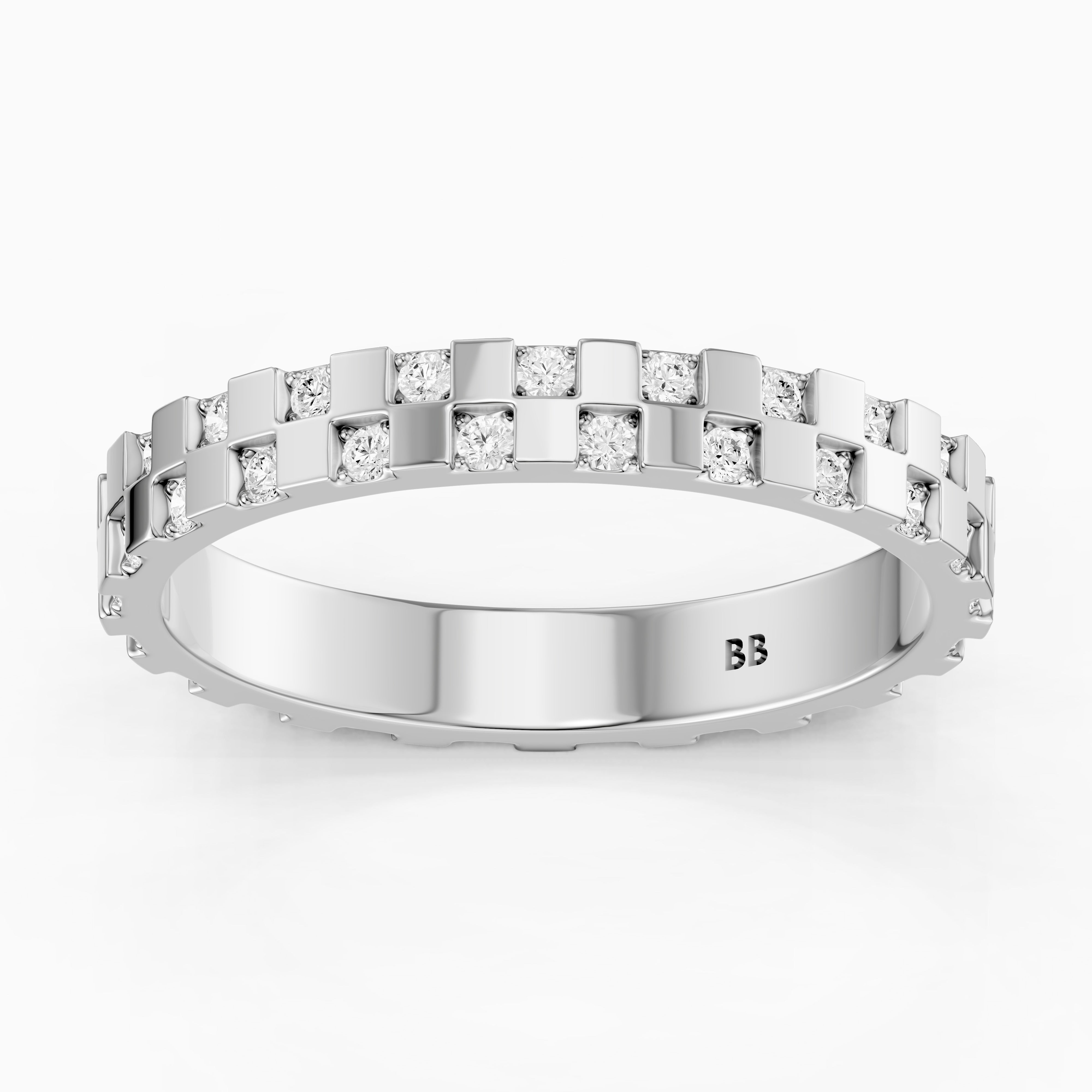 Carly oval cut Round Lab Diamond Alternating Link Eternity Cigar Band