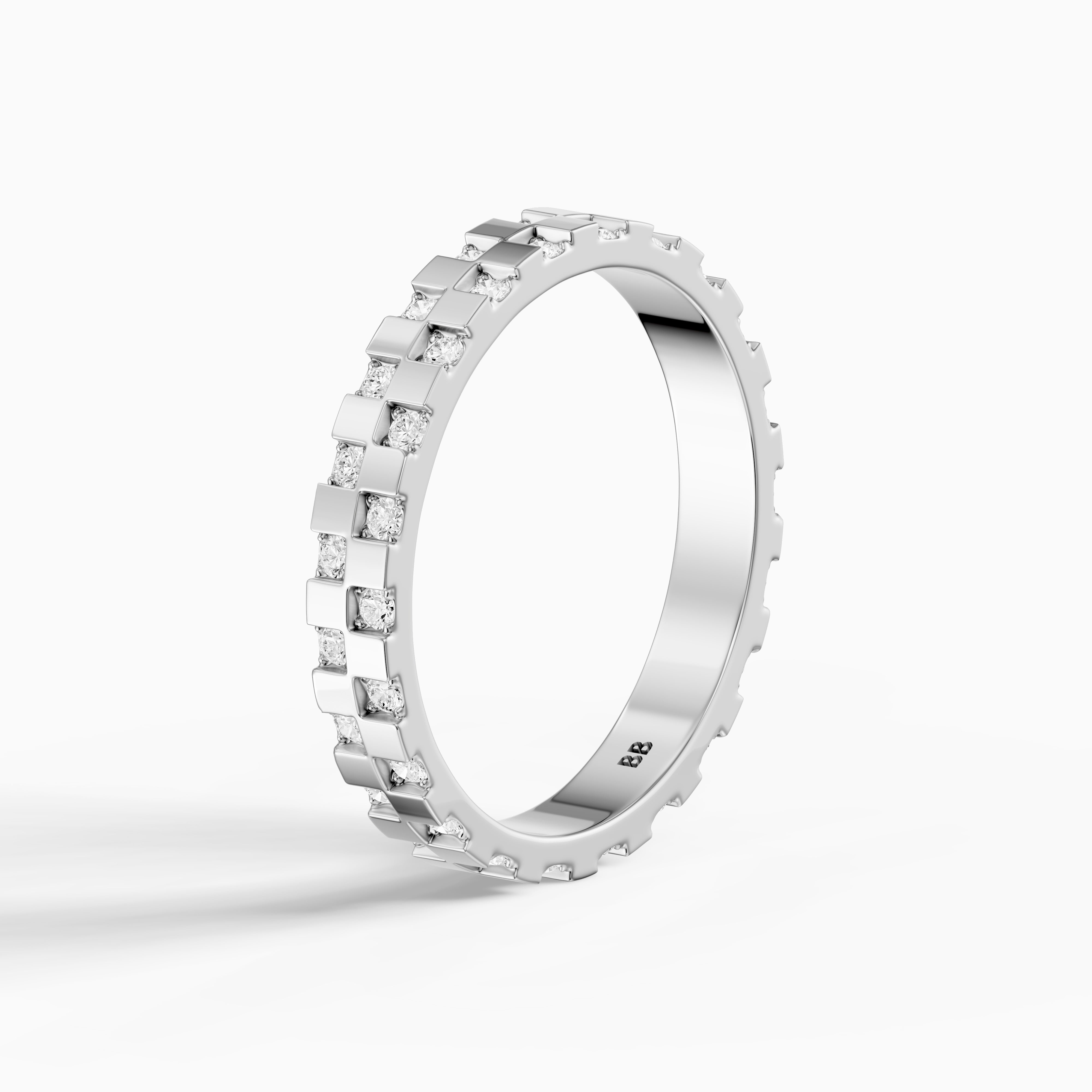Carly oval cut Round Lab Diamond Alternating Link Eternity Cigar Band