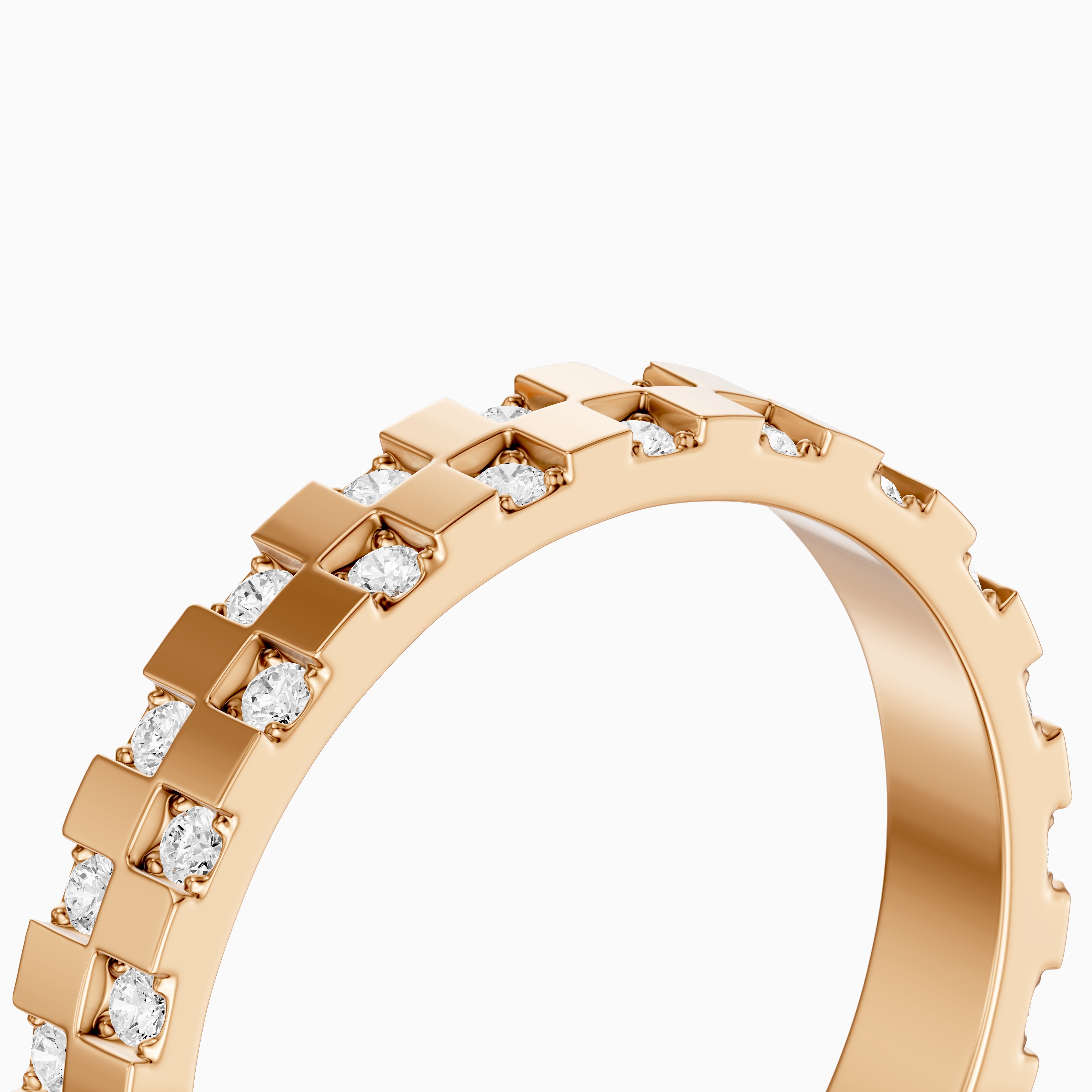 Carly oval cut Round Lab Diamond Alternating Link Eternity Cigar Band