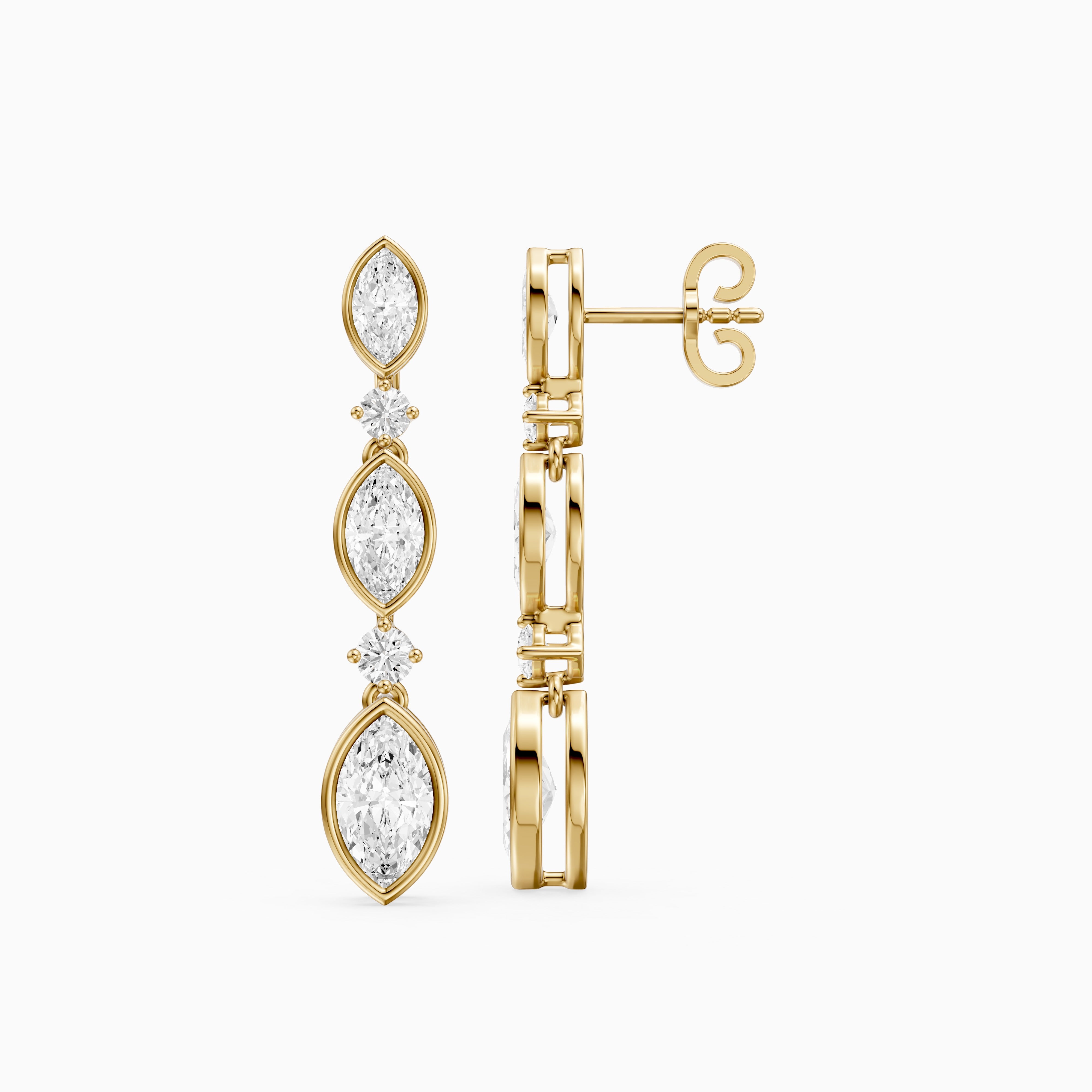 Imogen Marquise and Round Lab Grown Diamond Drop Earrings