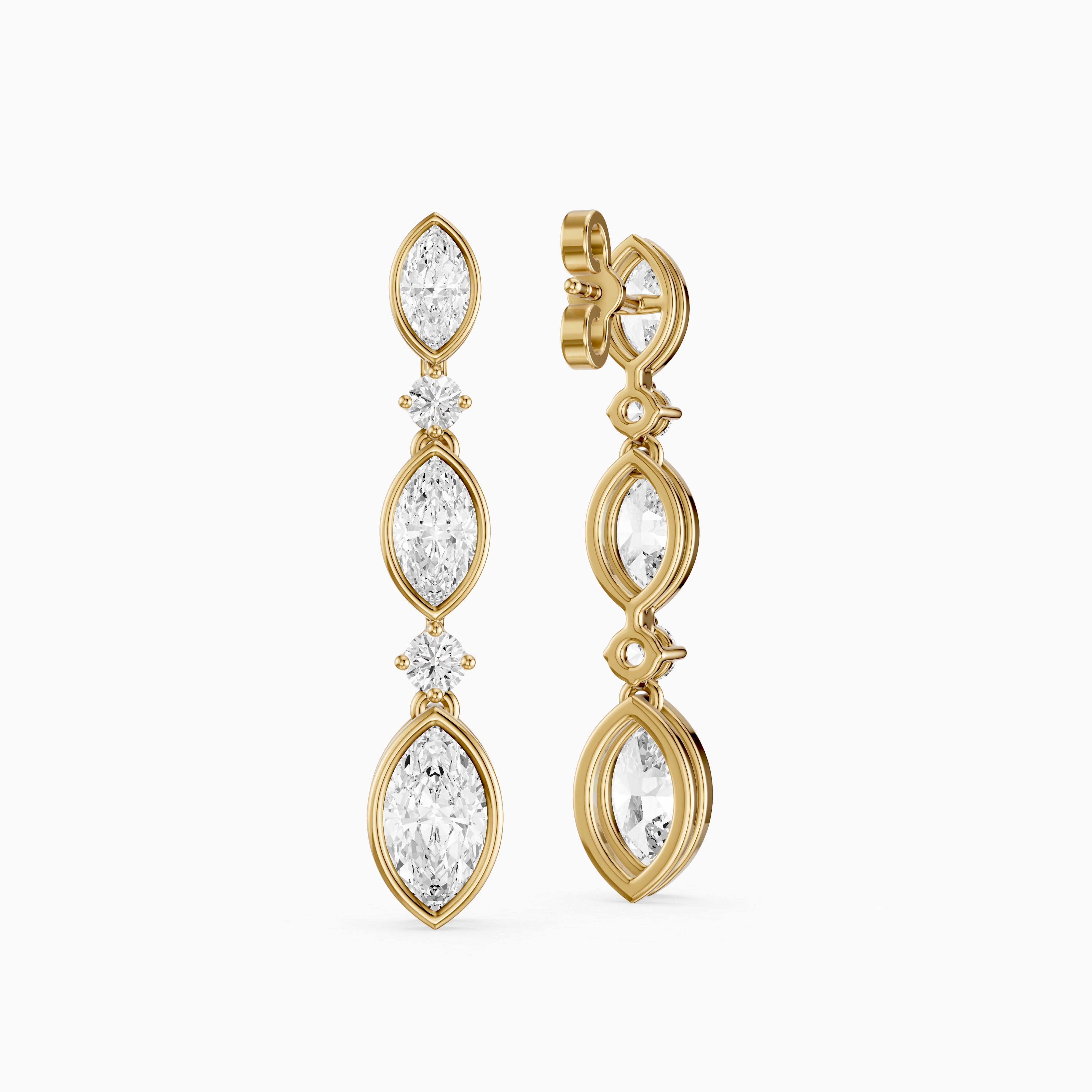 Imogen Marquise and Round Lab Grown Diamond Drop Earrings