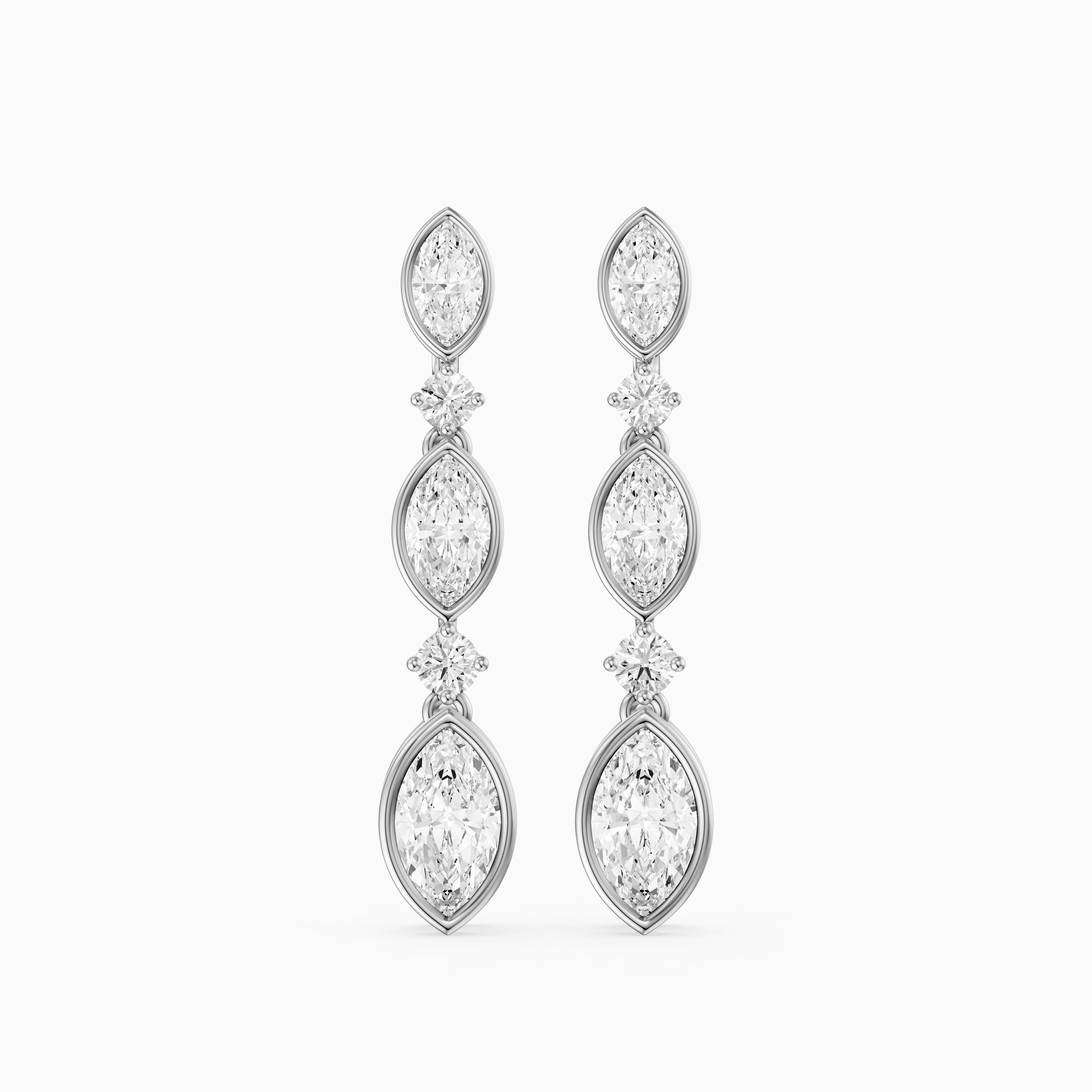 Imogen Marquise and Round Lab Grown Diamond Drop Earrings