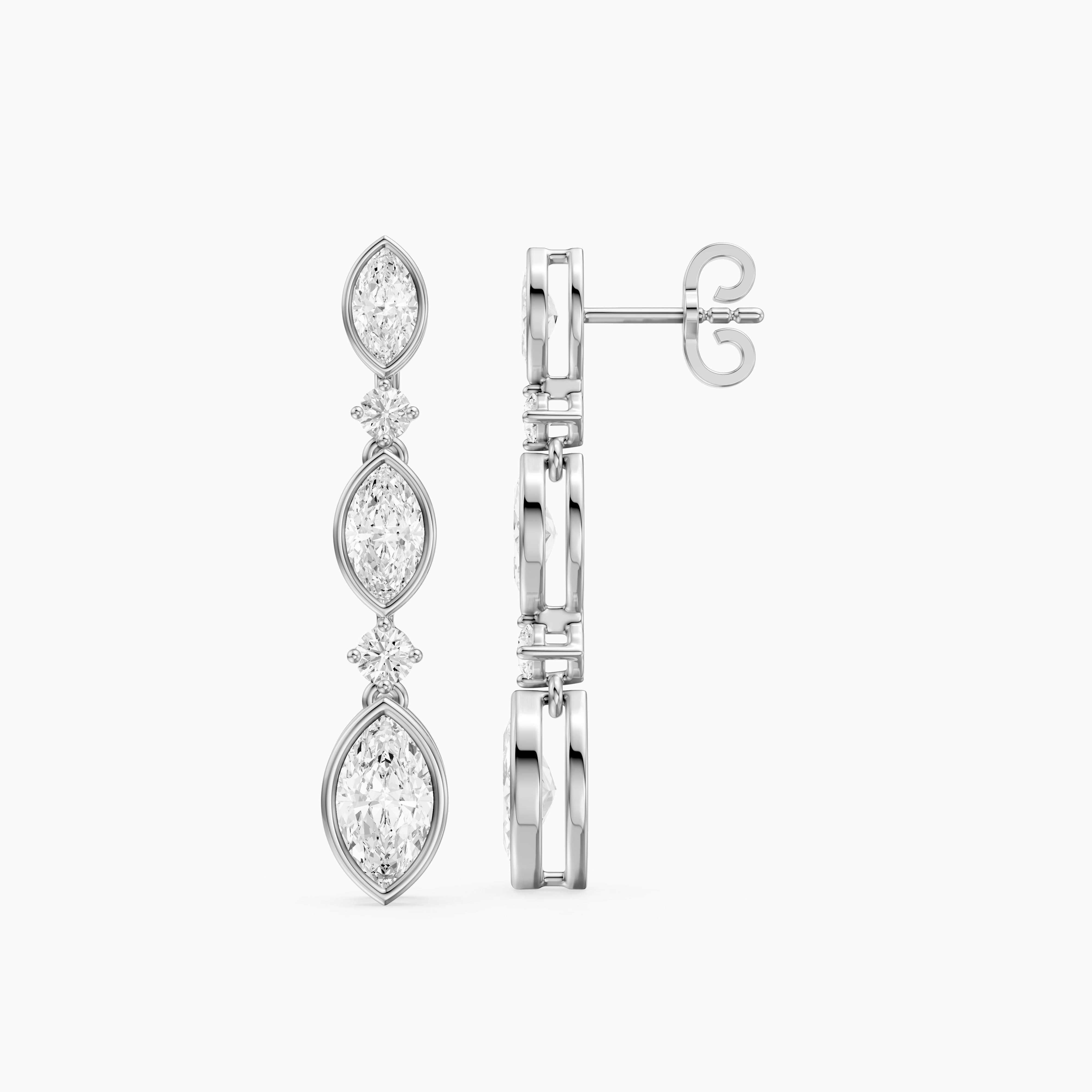 Imogen Marquise and Round Lab Grown Diamond Drop Earrings