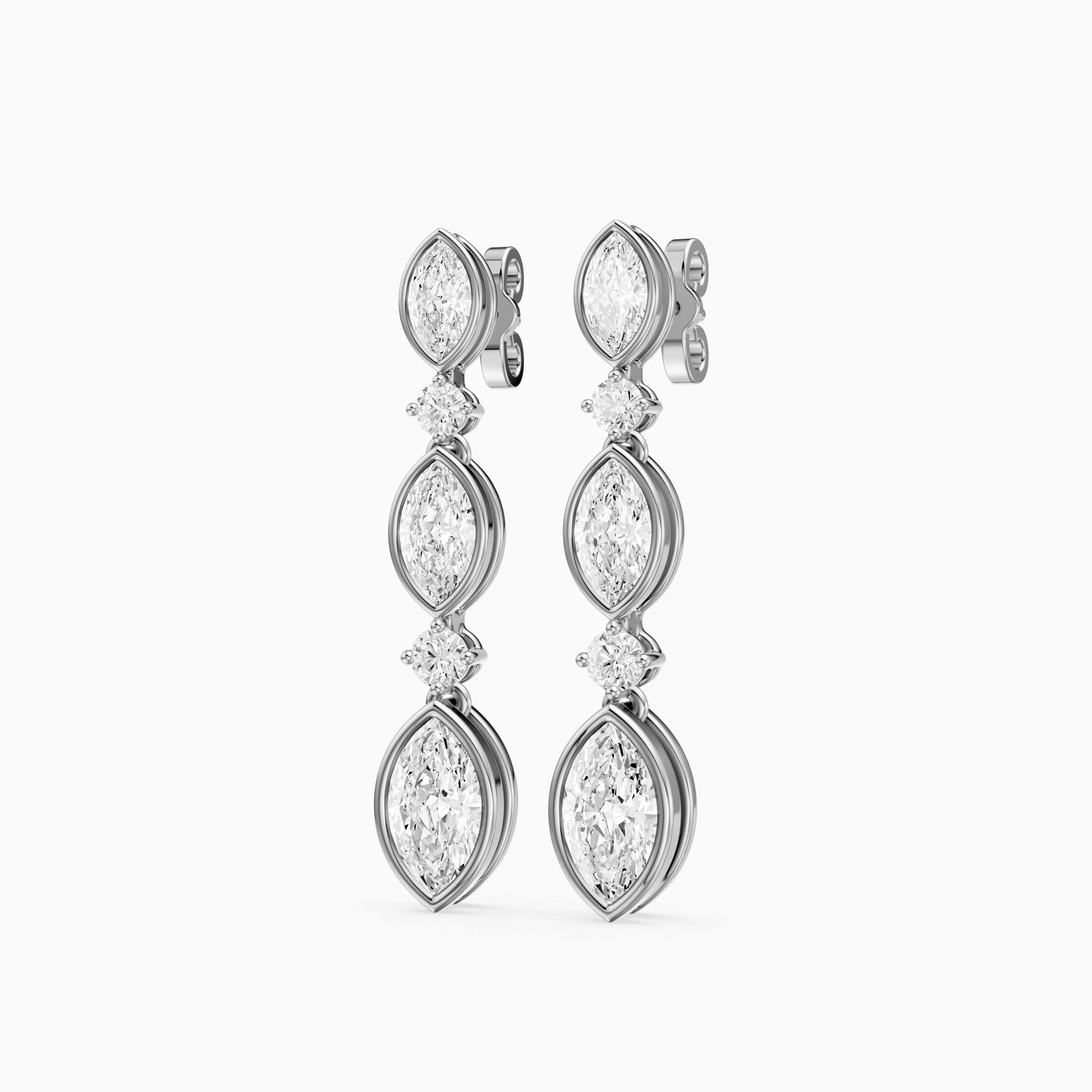 Imogen Marquise and Round Lab Grown Diamond Drop Earrings