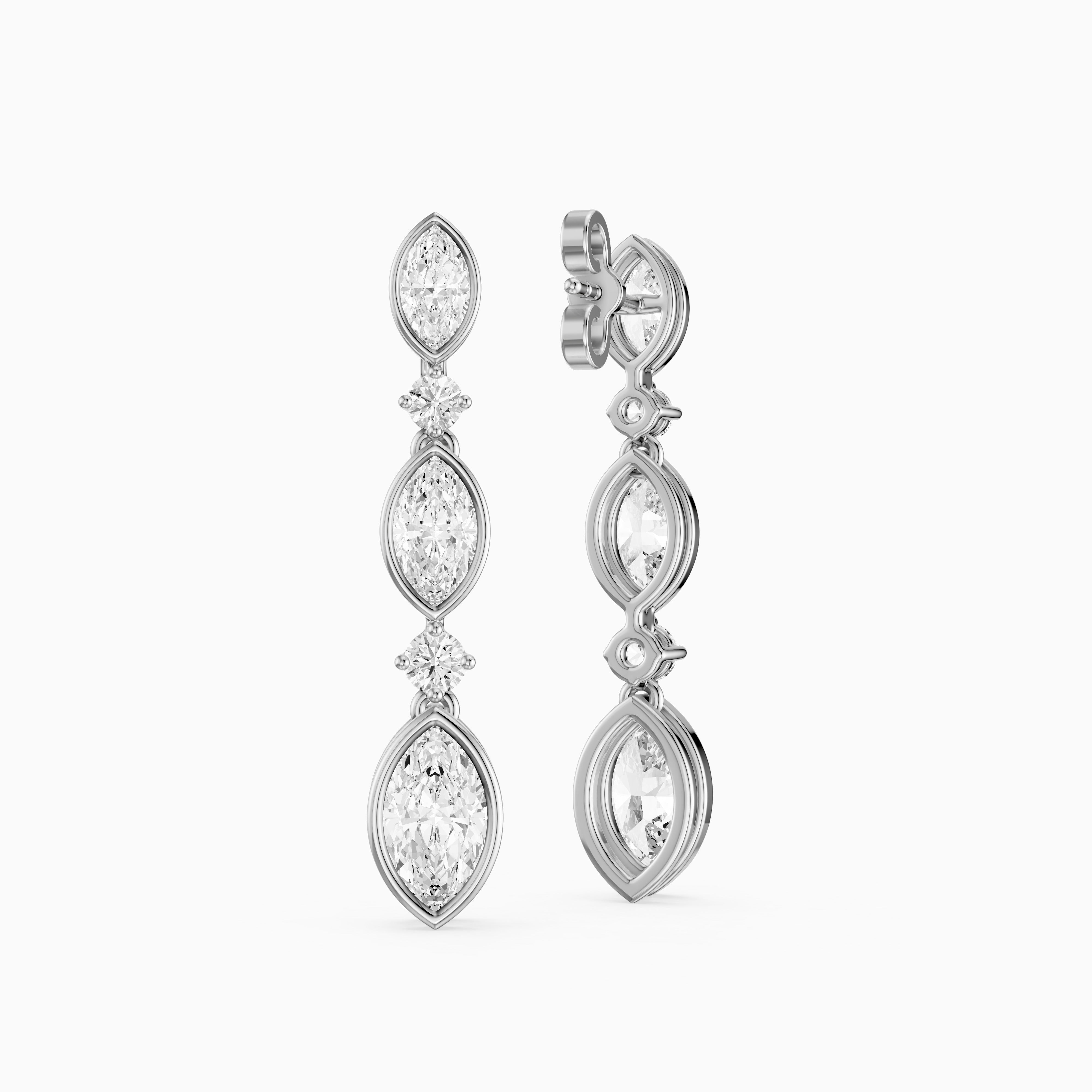 Imogen Marquise and Round Lab Grown Diamond Drop Earrings