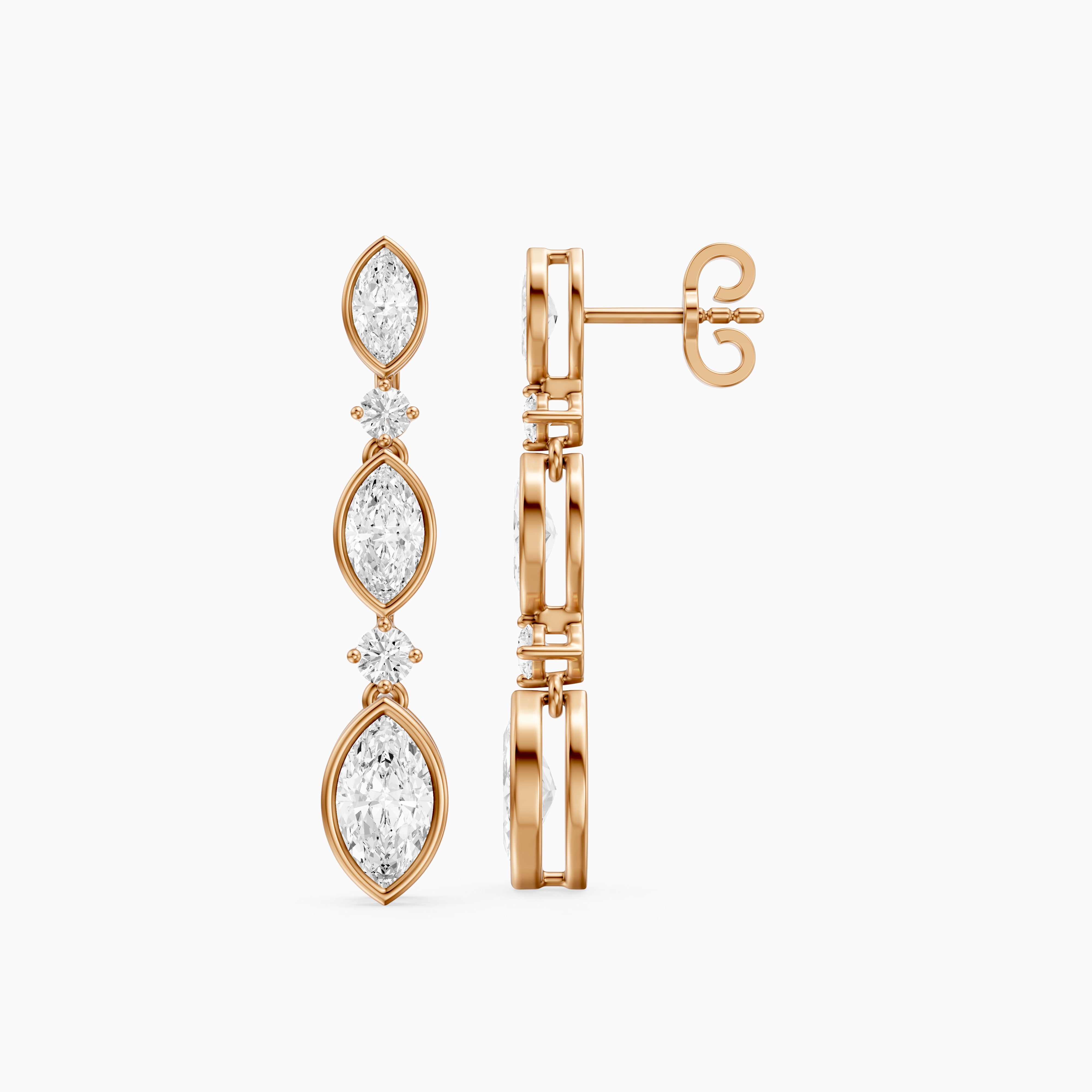 Imogen Marquise and Round Lab Grown Diamond Drop Earrings