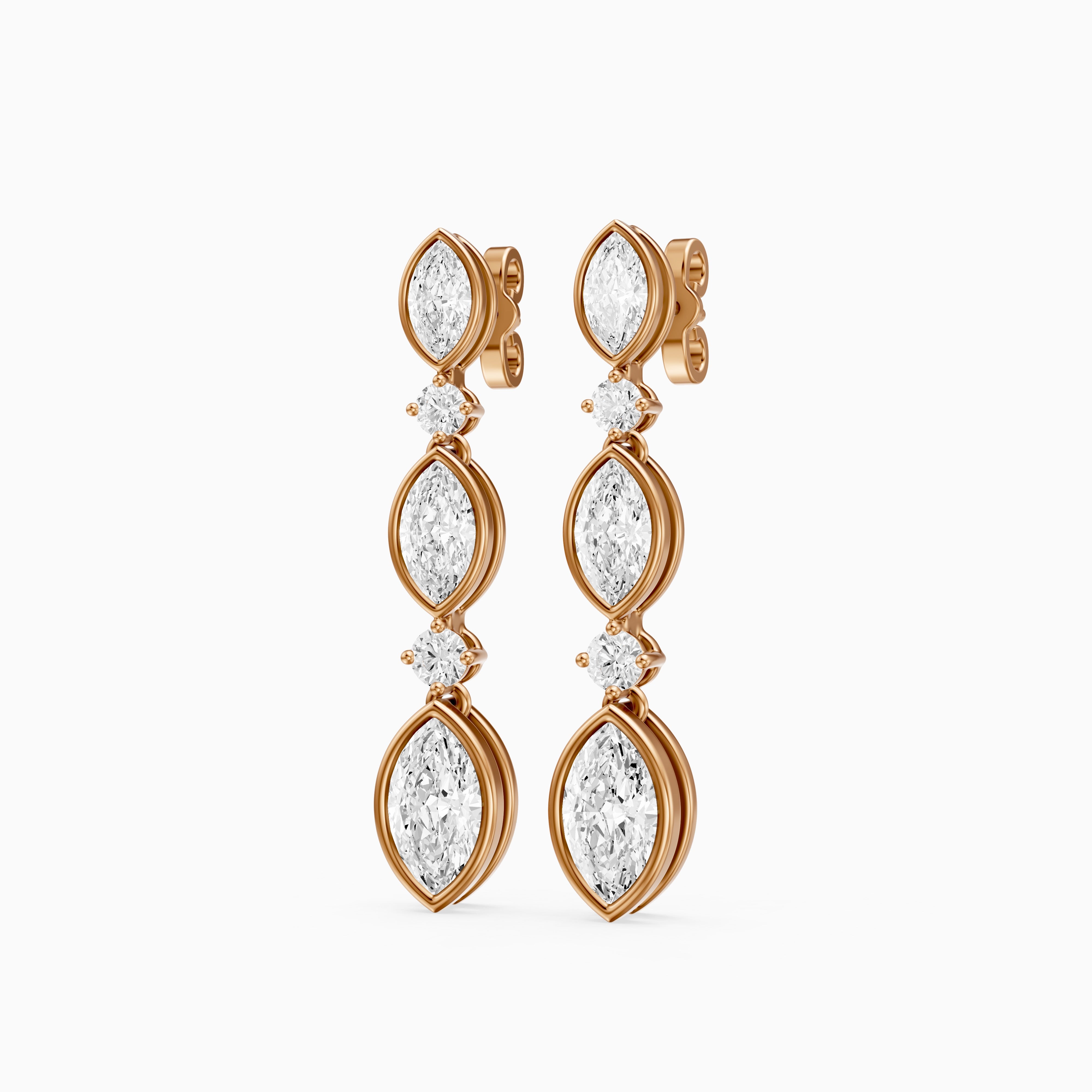 Imogen Marquise and Round Lab Grown Diamond Drop Earrings
