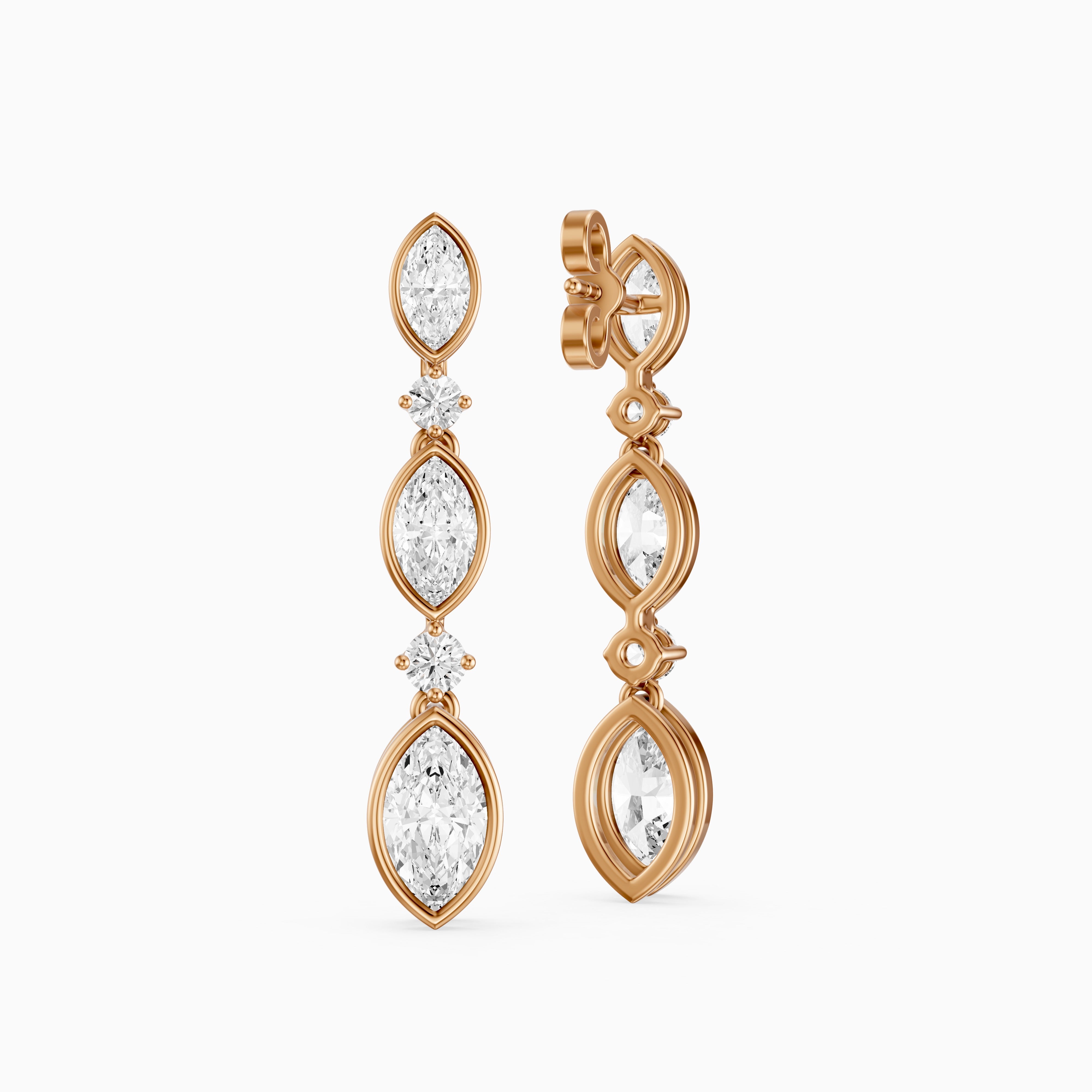 Imogen Marquise and Round Lab Grown Diamond Drop Earrings