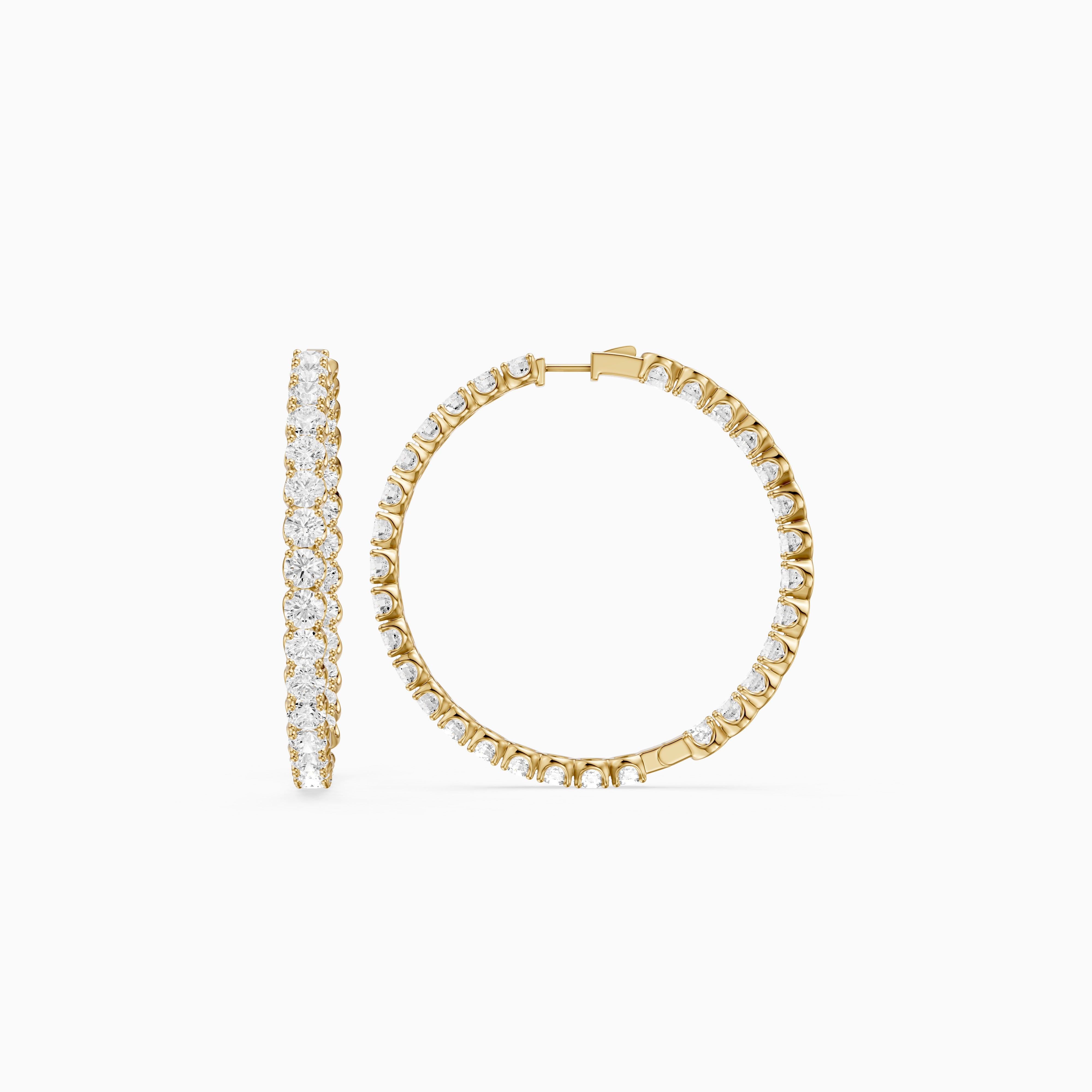 Solange Four Prong Round Lab Grown Diamond Inside Out Hoop Earrings