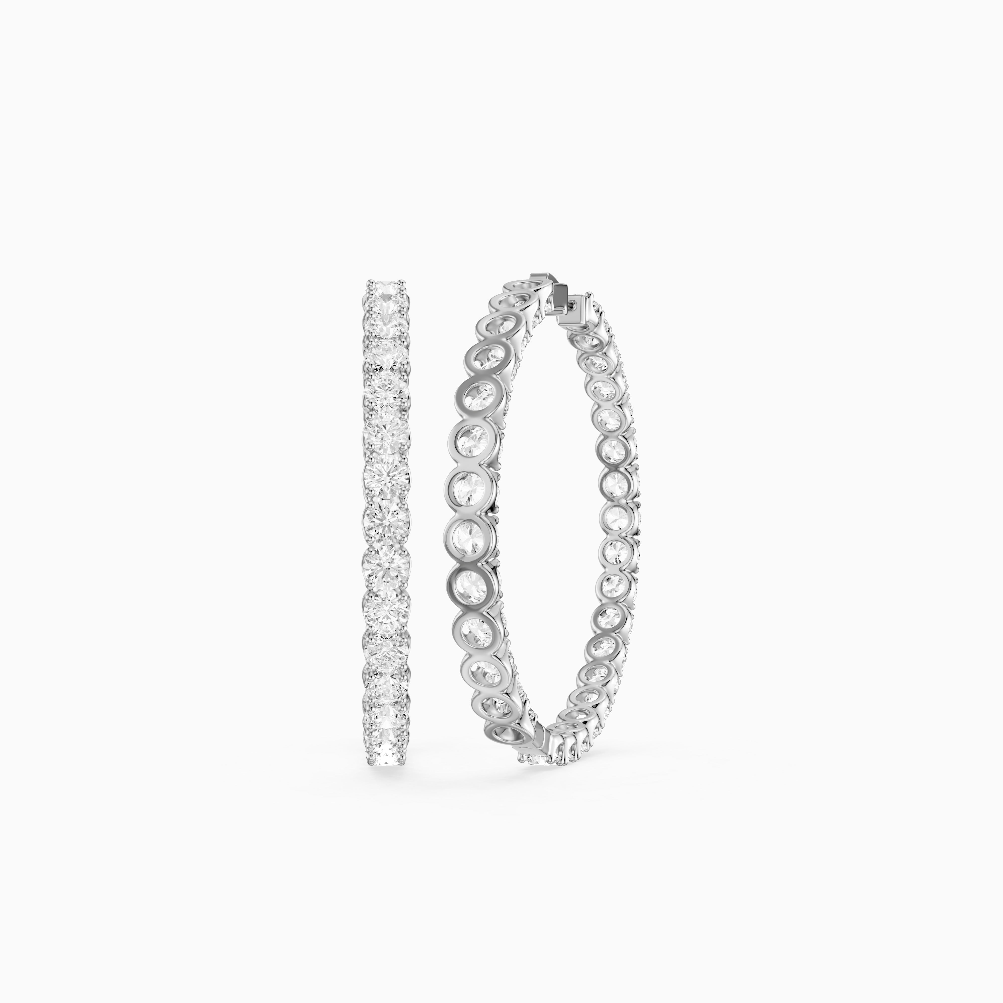 Solange Four Prong Round Lab Grown Diamond Inside Out Hoop Earrings