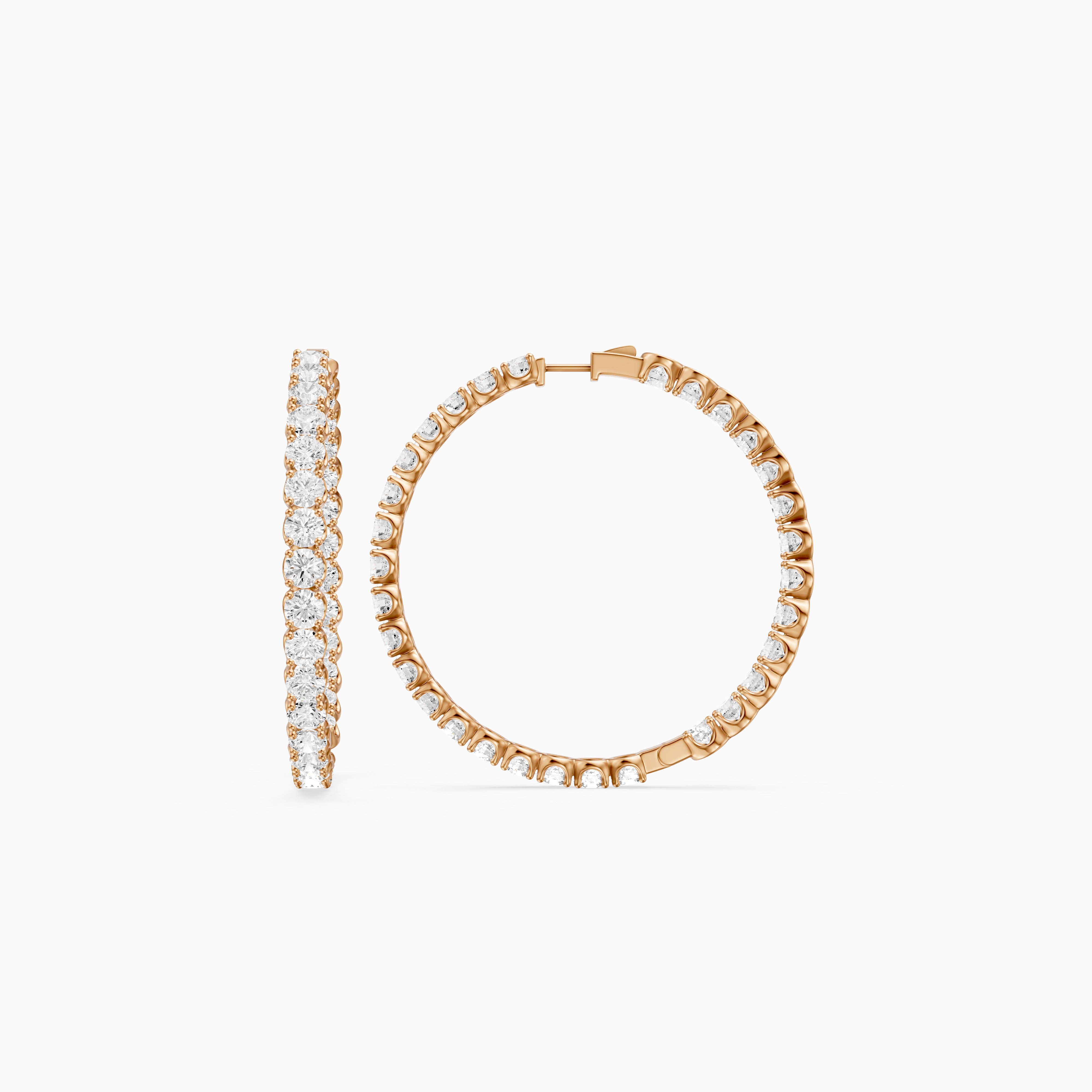 Solange Four Prong Round Lab Grown Diamond Inside Out Hoop Earrings