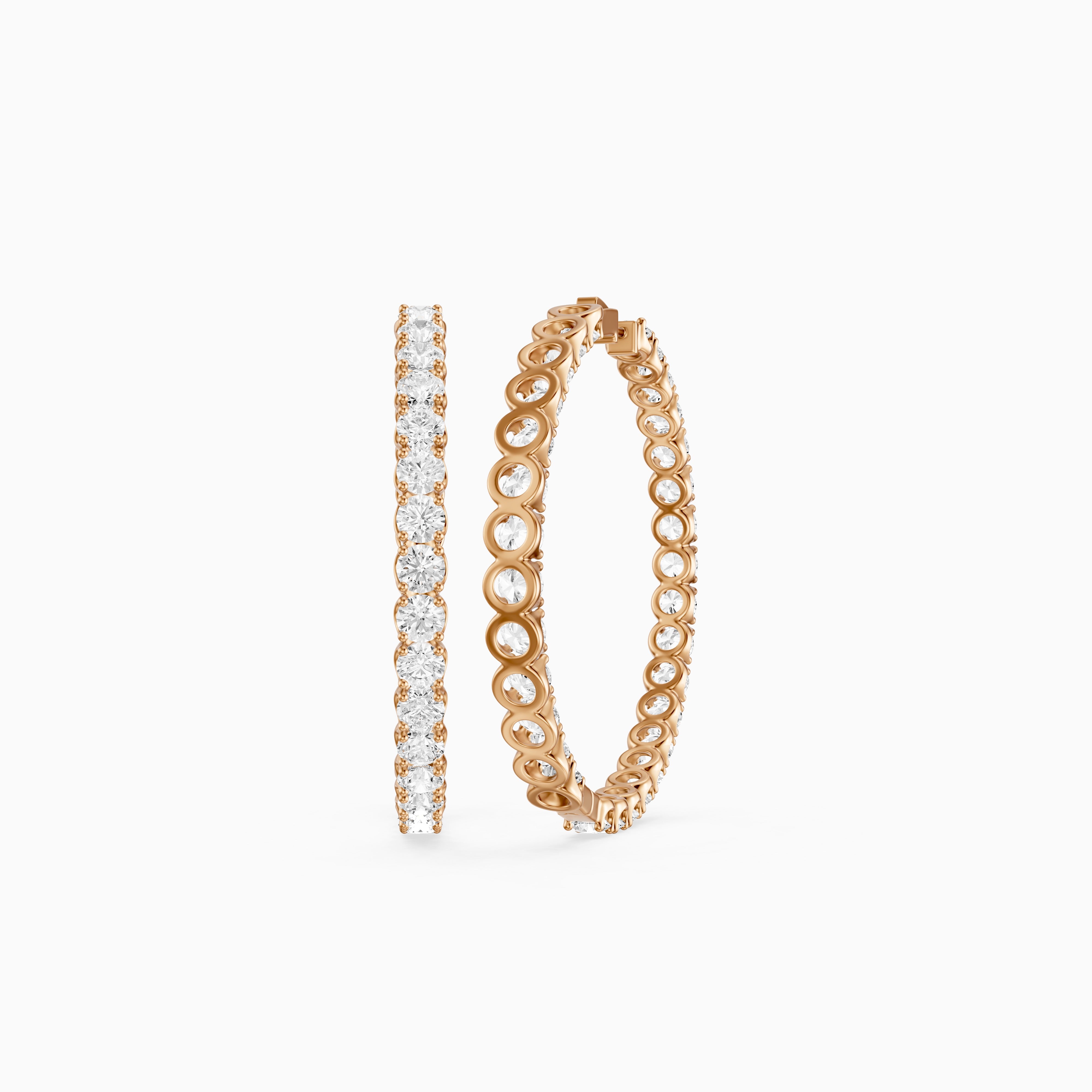 Solange Four Prong Round Lab Grown Diamond Inside Out Hoop Earrings