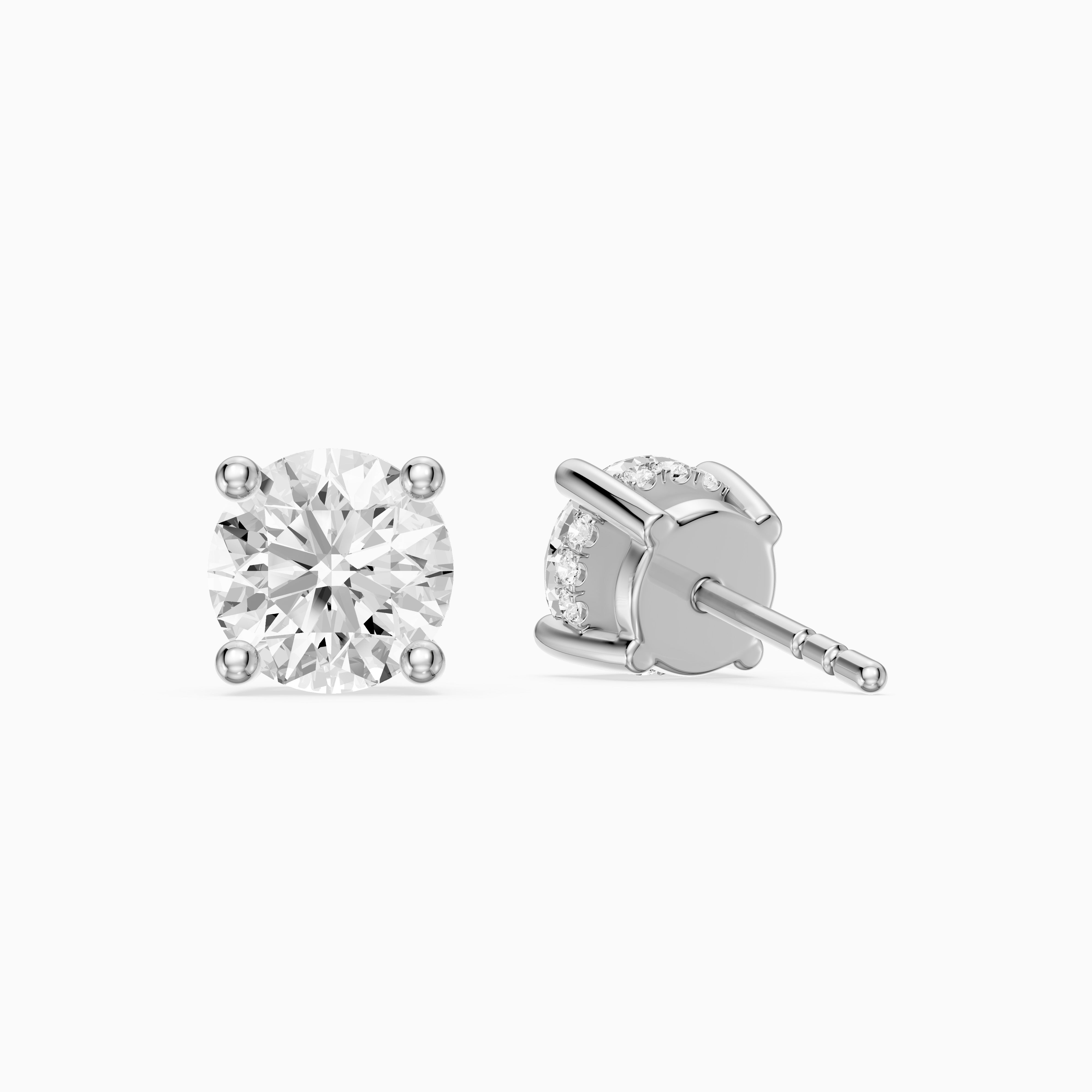 Alicia Round Cut Lab Grown Diamond Hidden Halo Stud Earrings