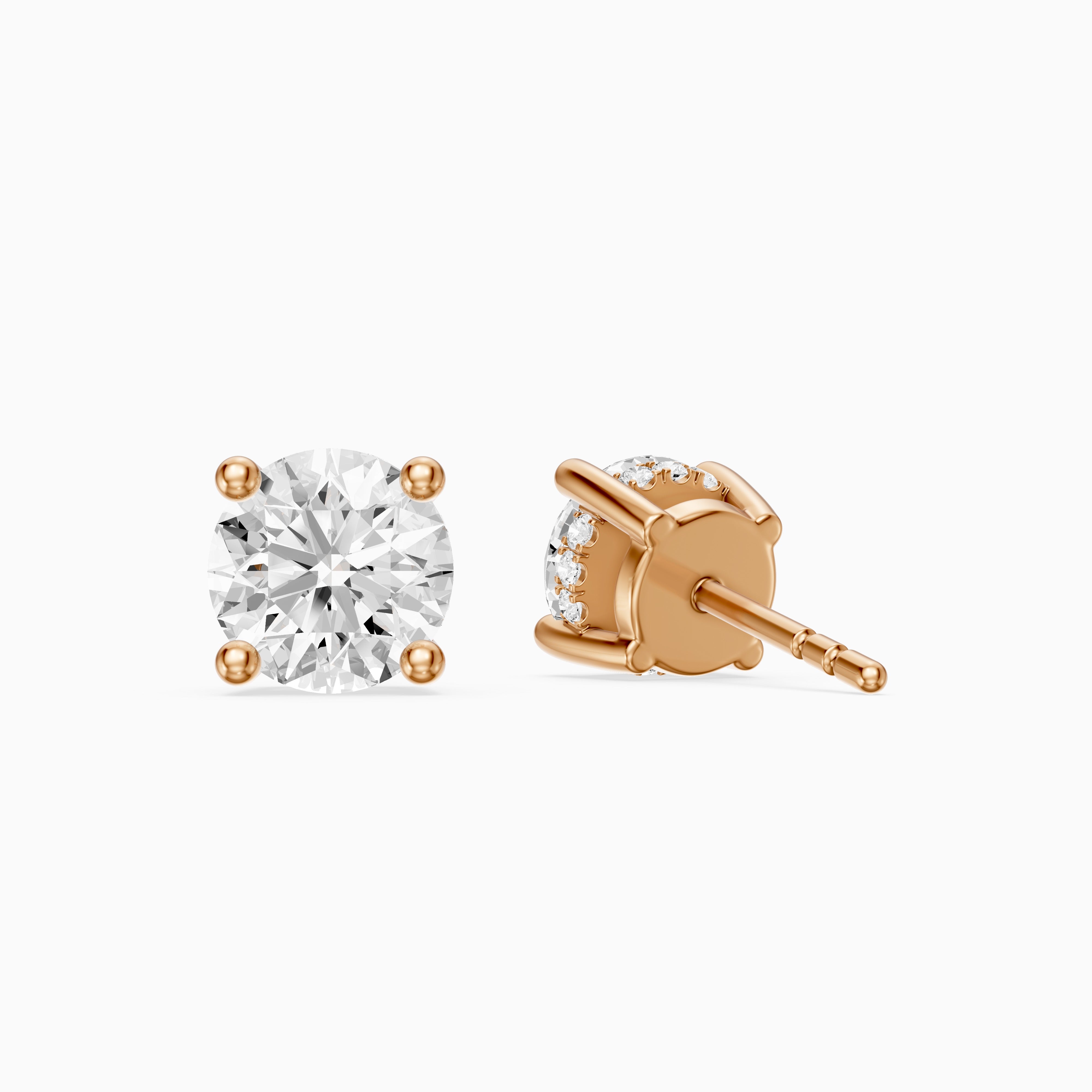 Alicia Round Cut Lab Grown Diamond Hidden Halo Stud Earrings