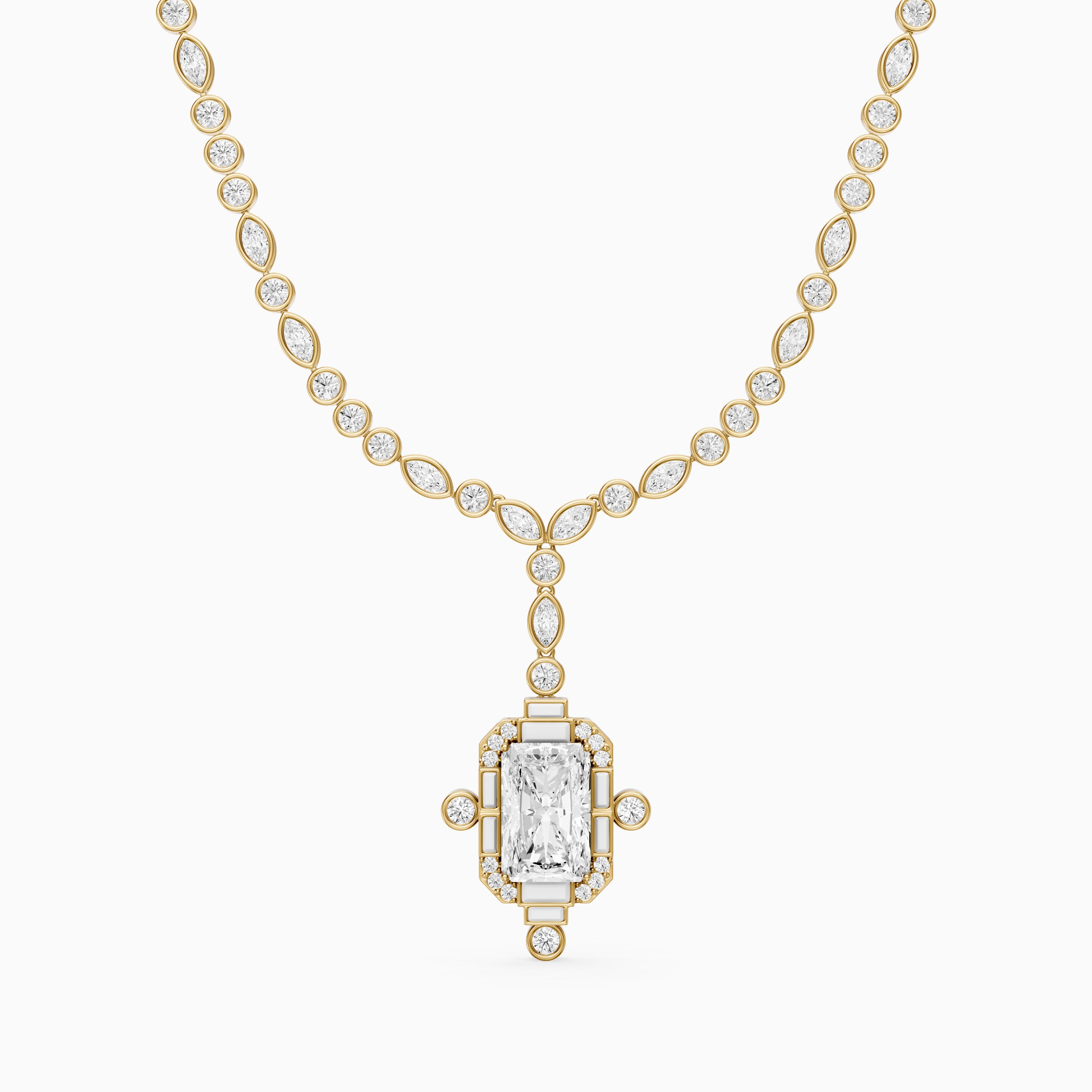 Claire Radiant Cut Lab Grown Diamond Vintage Inspired Necklace
