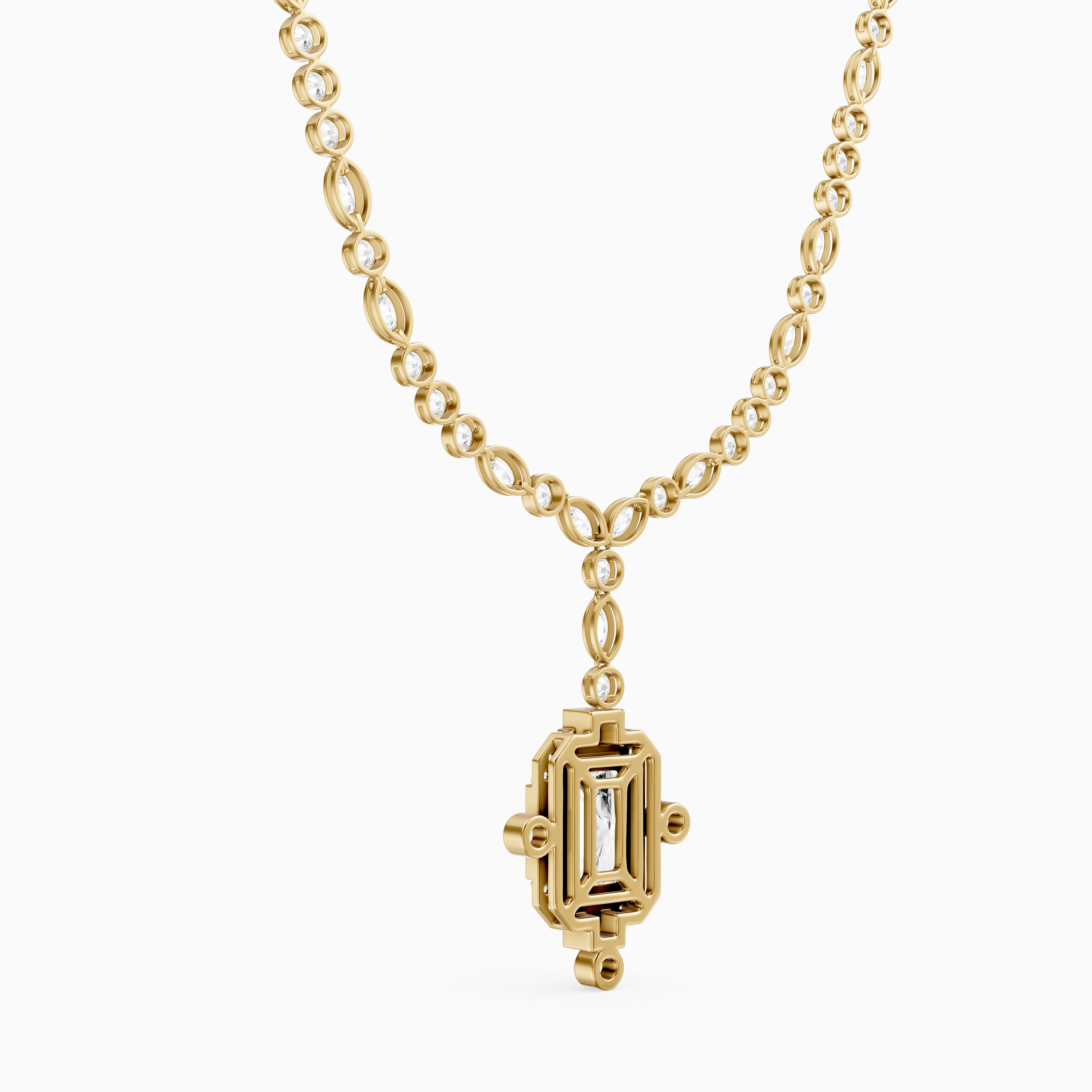 Claire Radiant Cut Lab Grown Diamond Vintage Inspired Necklace