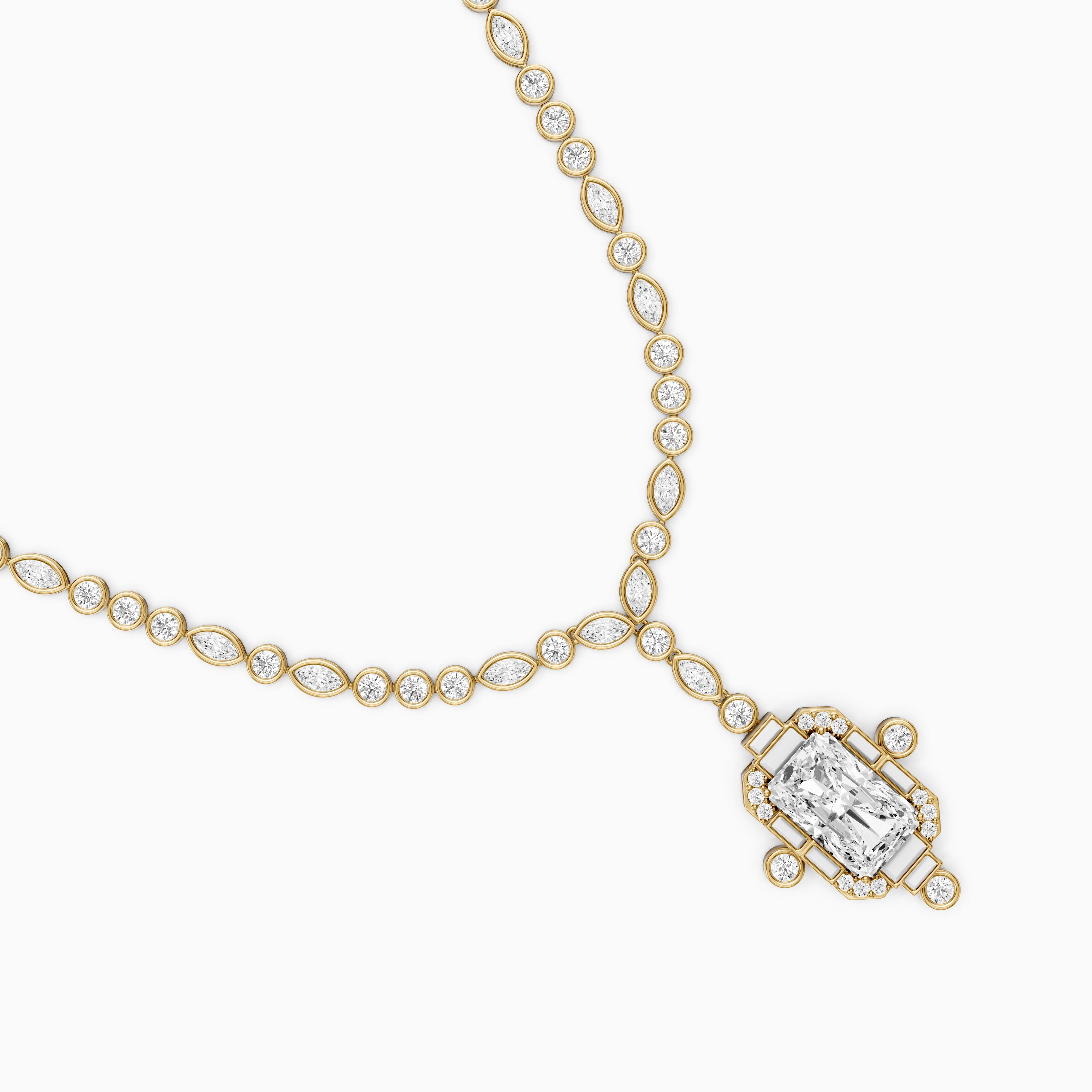 Claire Radiant Cut Lab Grown Diamond Vintage Inspired Necklace