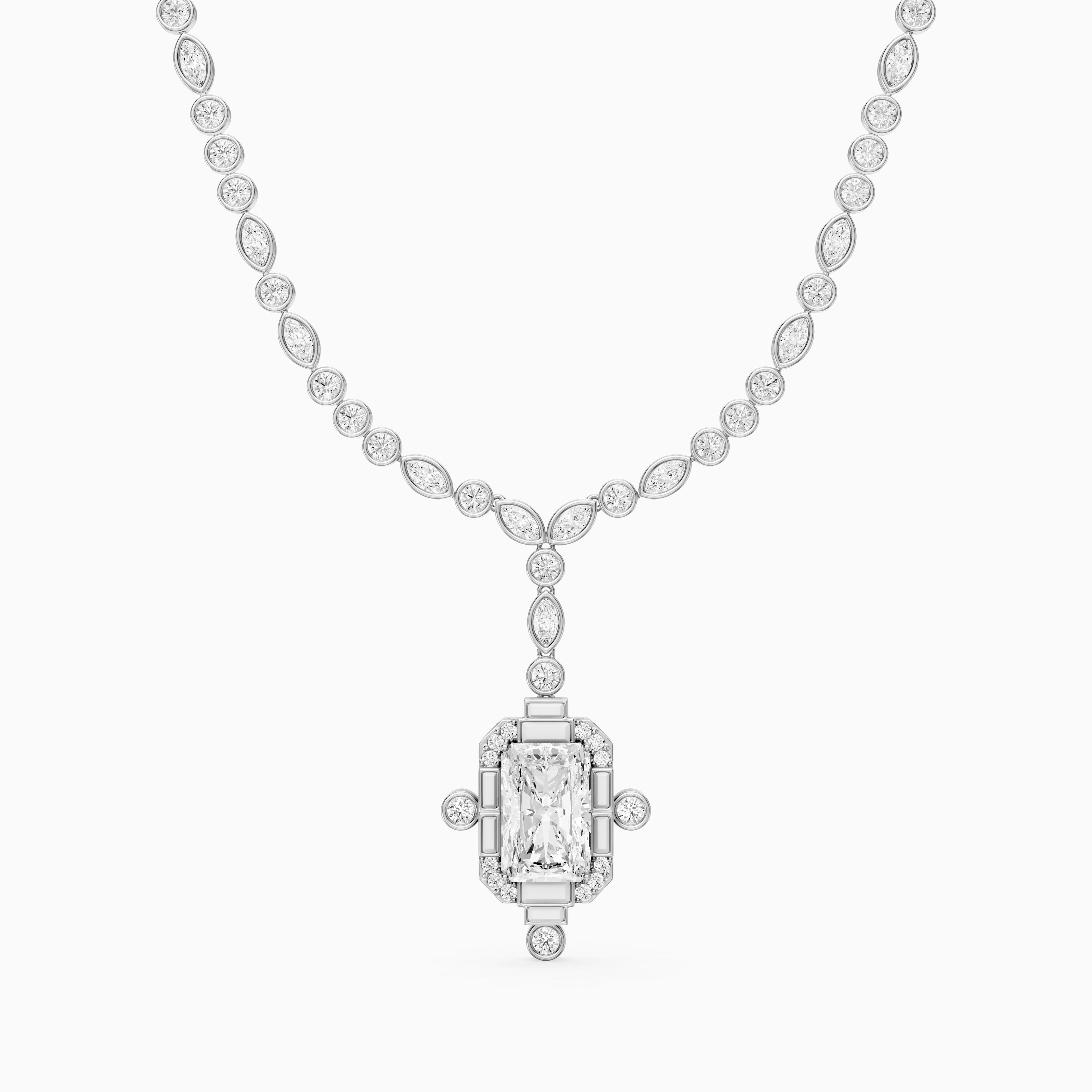 Claire Radiant Cut Lab Grown Diamond Vintage Inspired Necklace