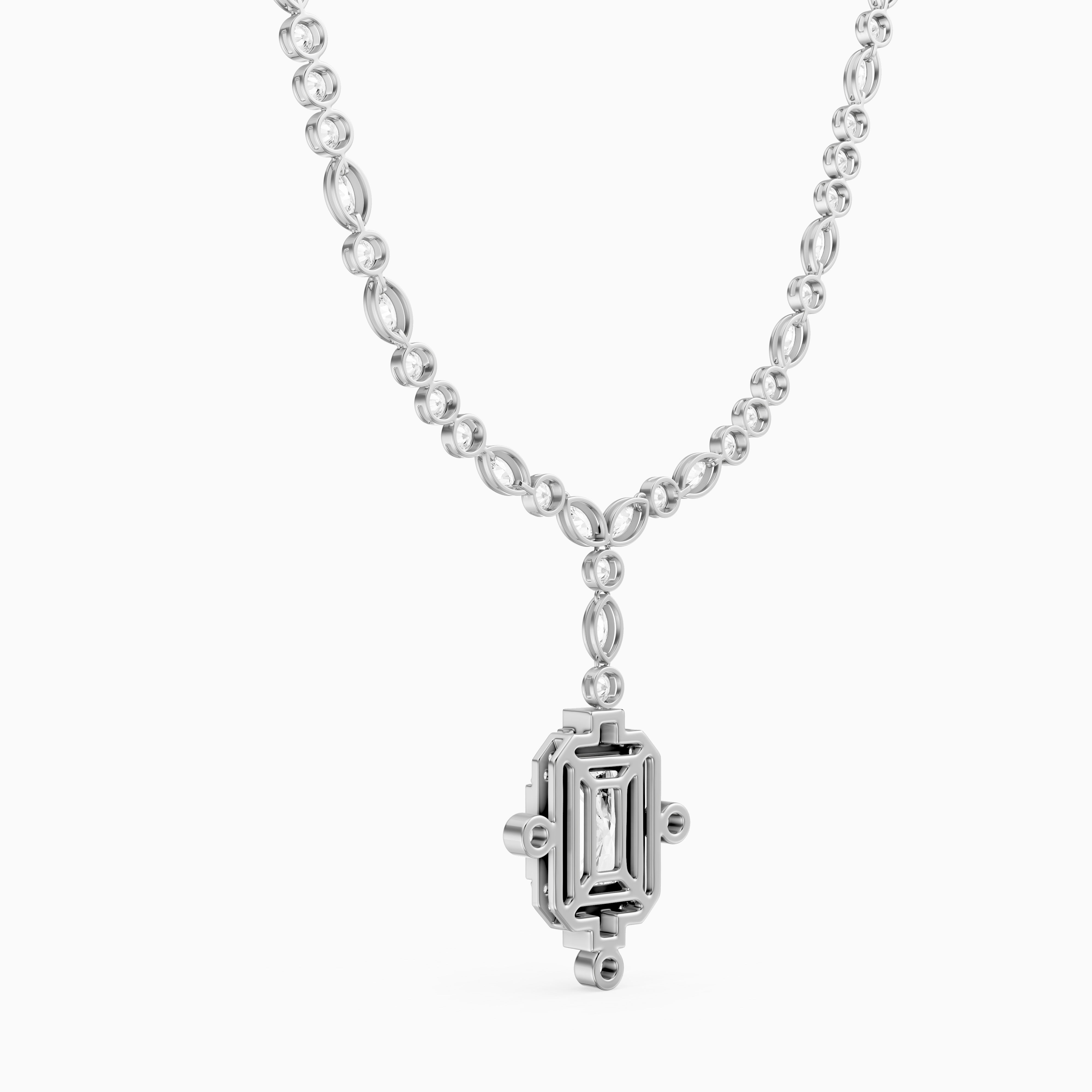 Claire Radiant Cut Lab Grown Diamond Vintage Inspired Necklace
