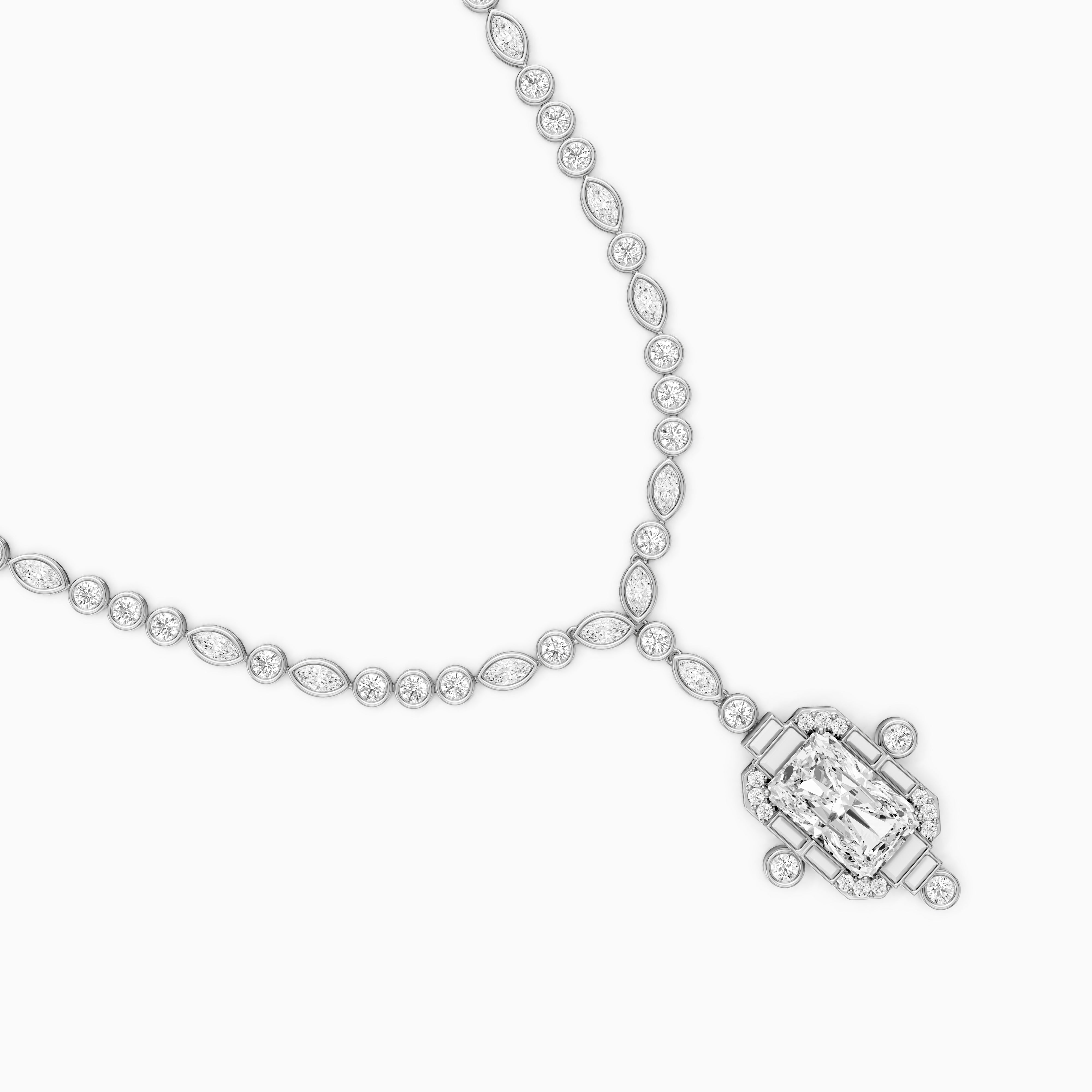 Claire Radiant Cut Lab Grown Diamond Vintage Inspired Necklace