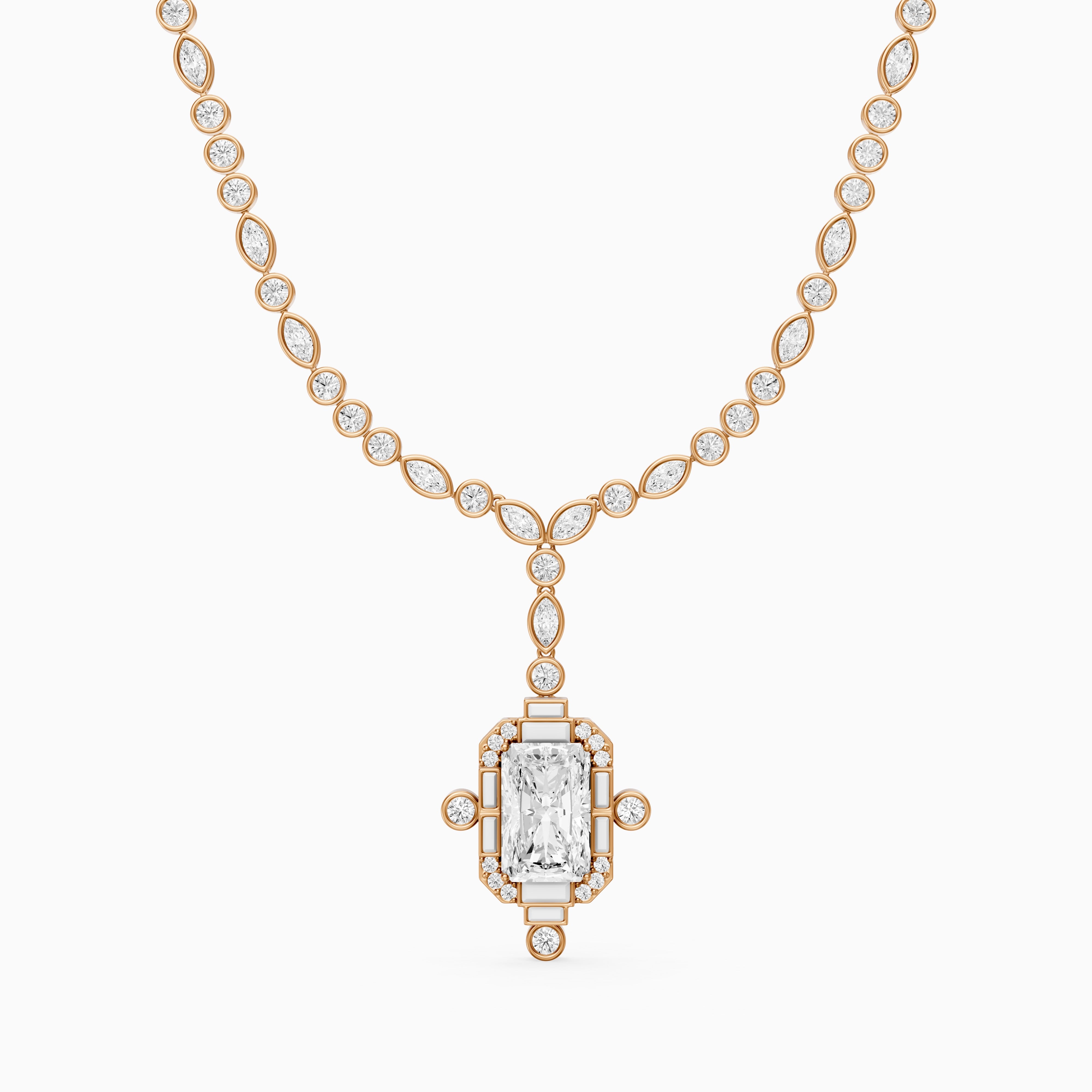 Claire Radiant Cut Lab Grown Diamond Vintage Inspired Necklace