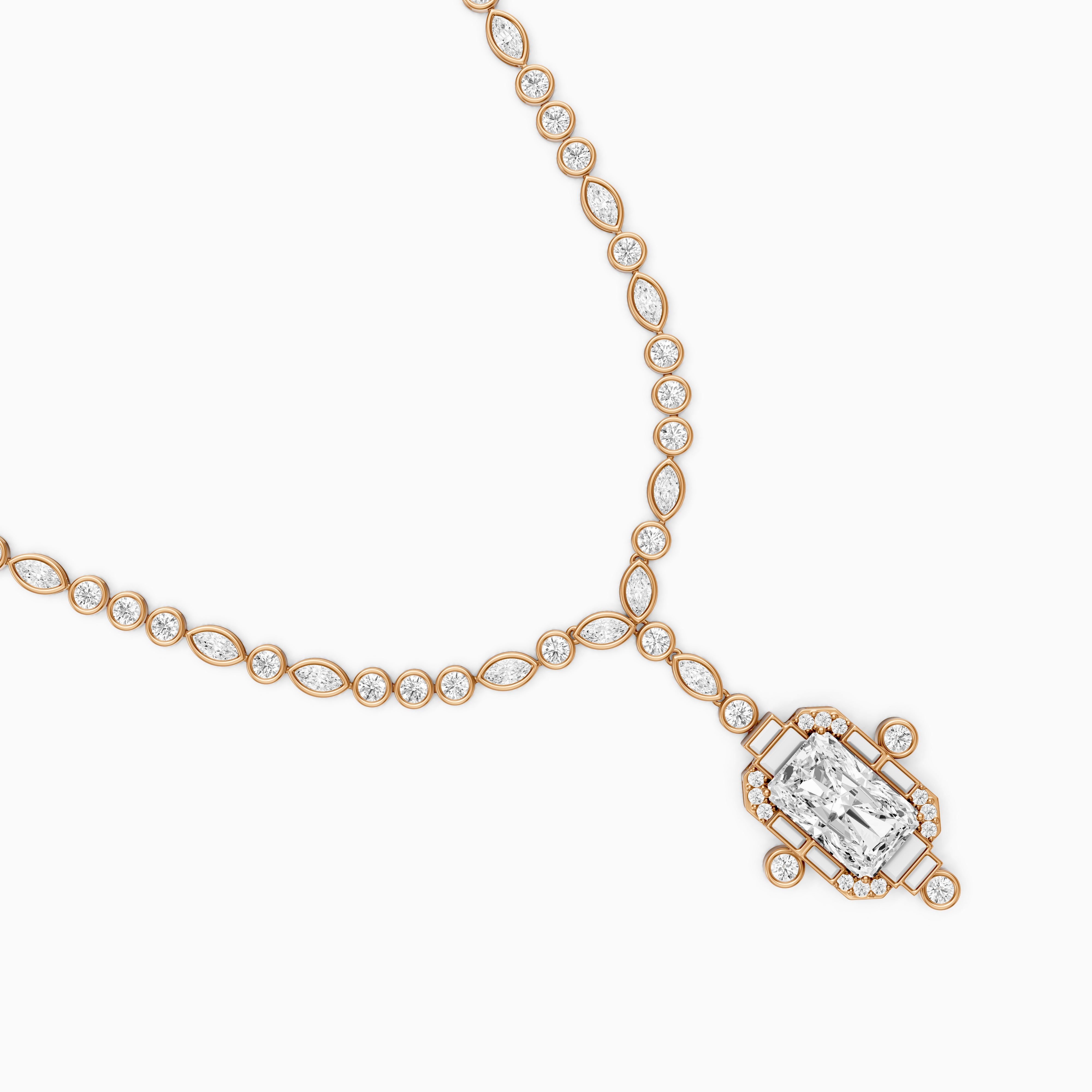 Claire Radiant Cut Lab Grown Diamond Vintage Inspired Necklace