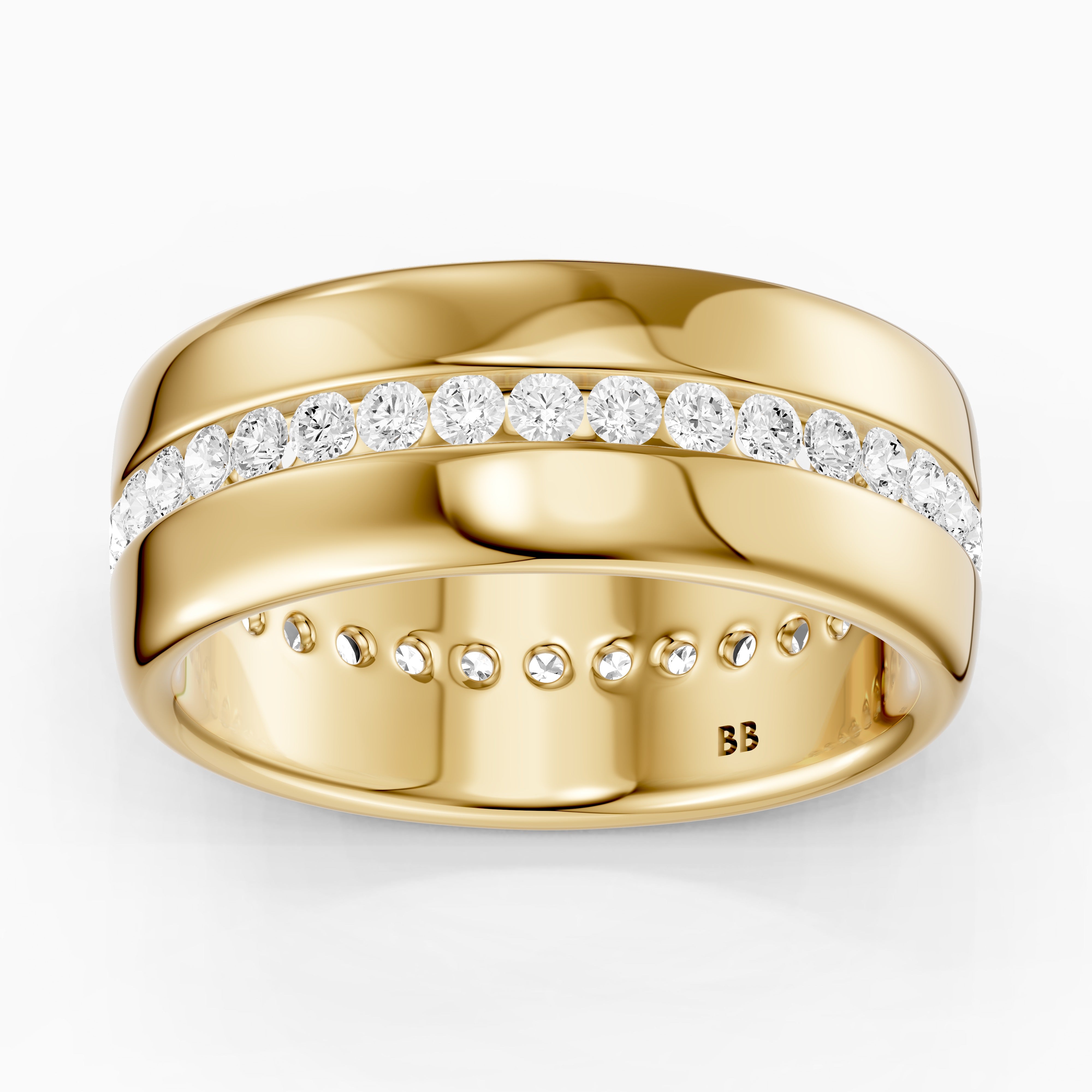 Carson Round Cut Lab Grown Diamond Channel Set Wide Cigar Band