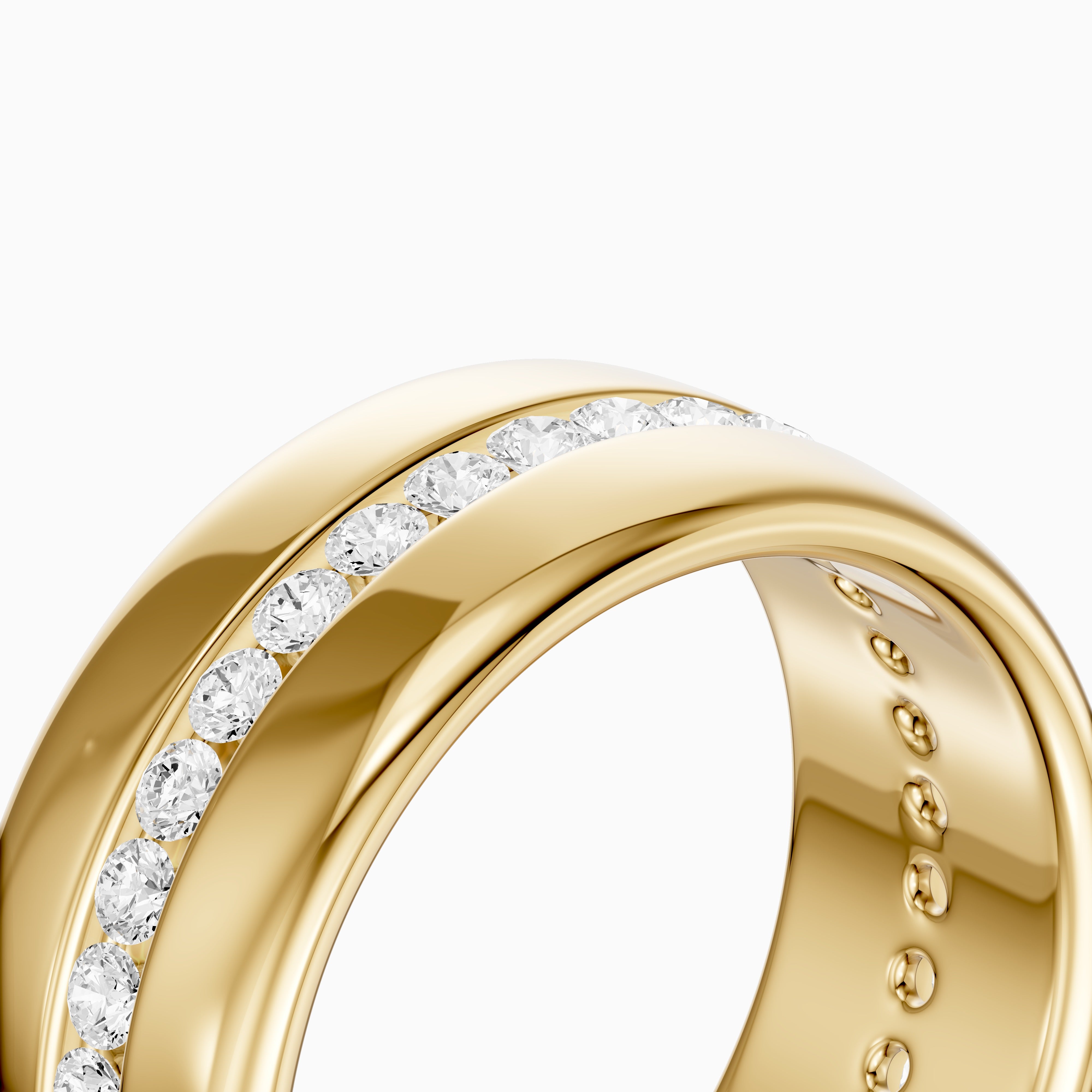 Carson Round Cut Lab Grown Diamond Channel Set Wide Cigar Band