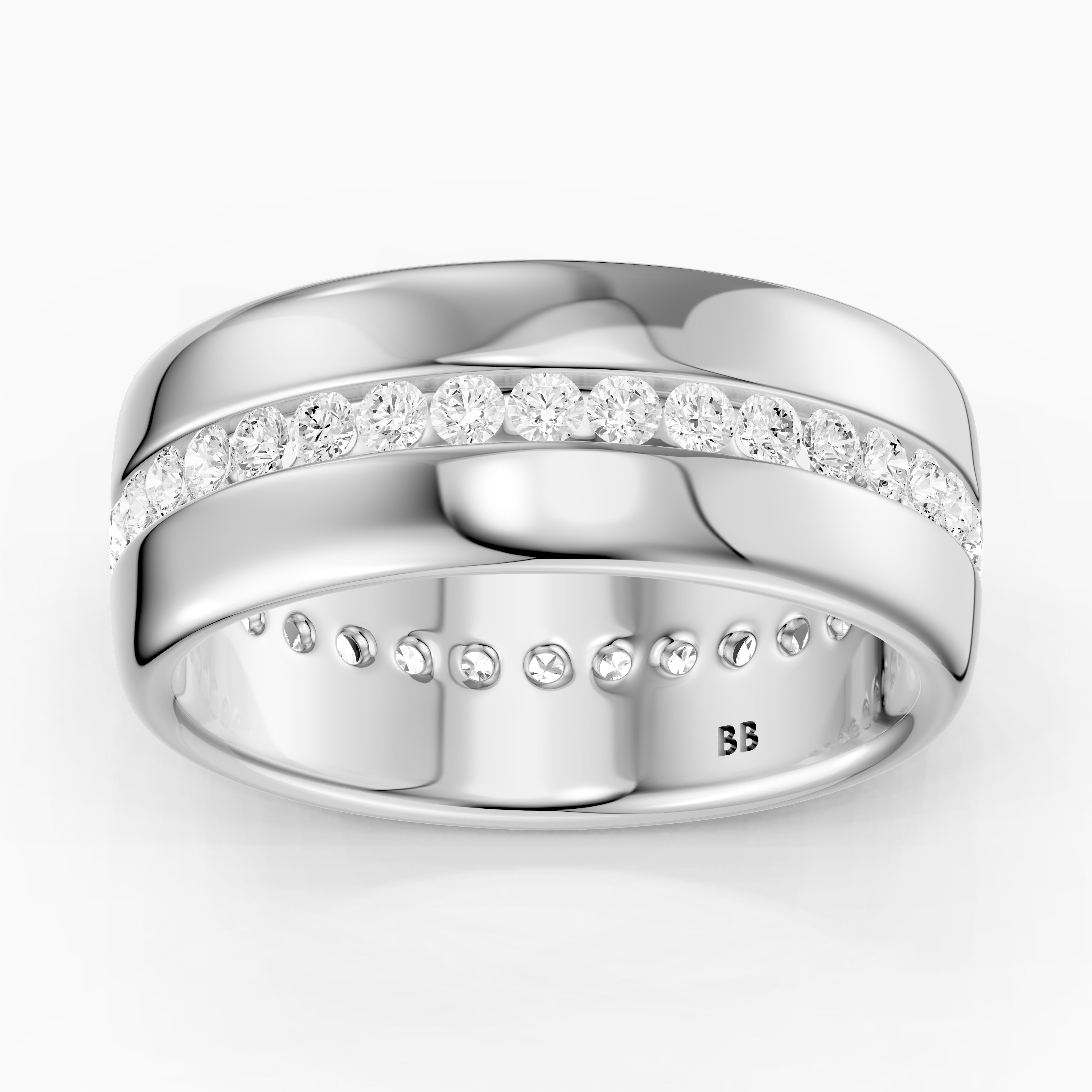 Carson Round Cut Lab Grown Diamond Channel Set Wide Cigar Band