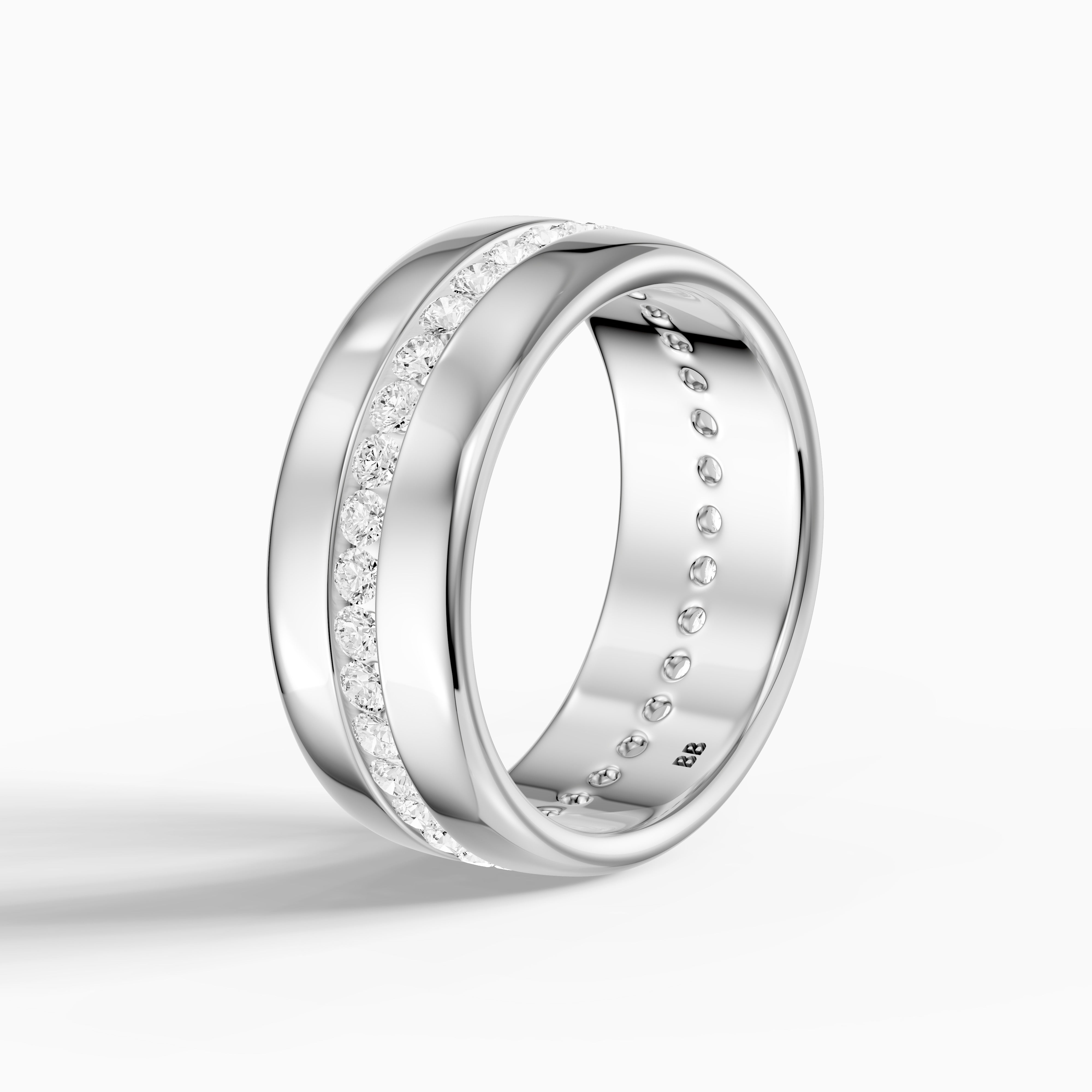 Carson Round Cut Lab Grown Diamond Channel Set Wide Cigar Band