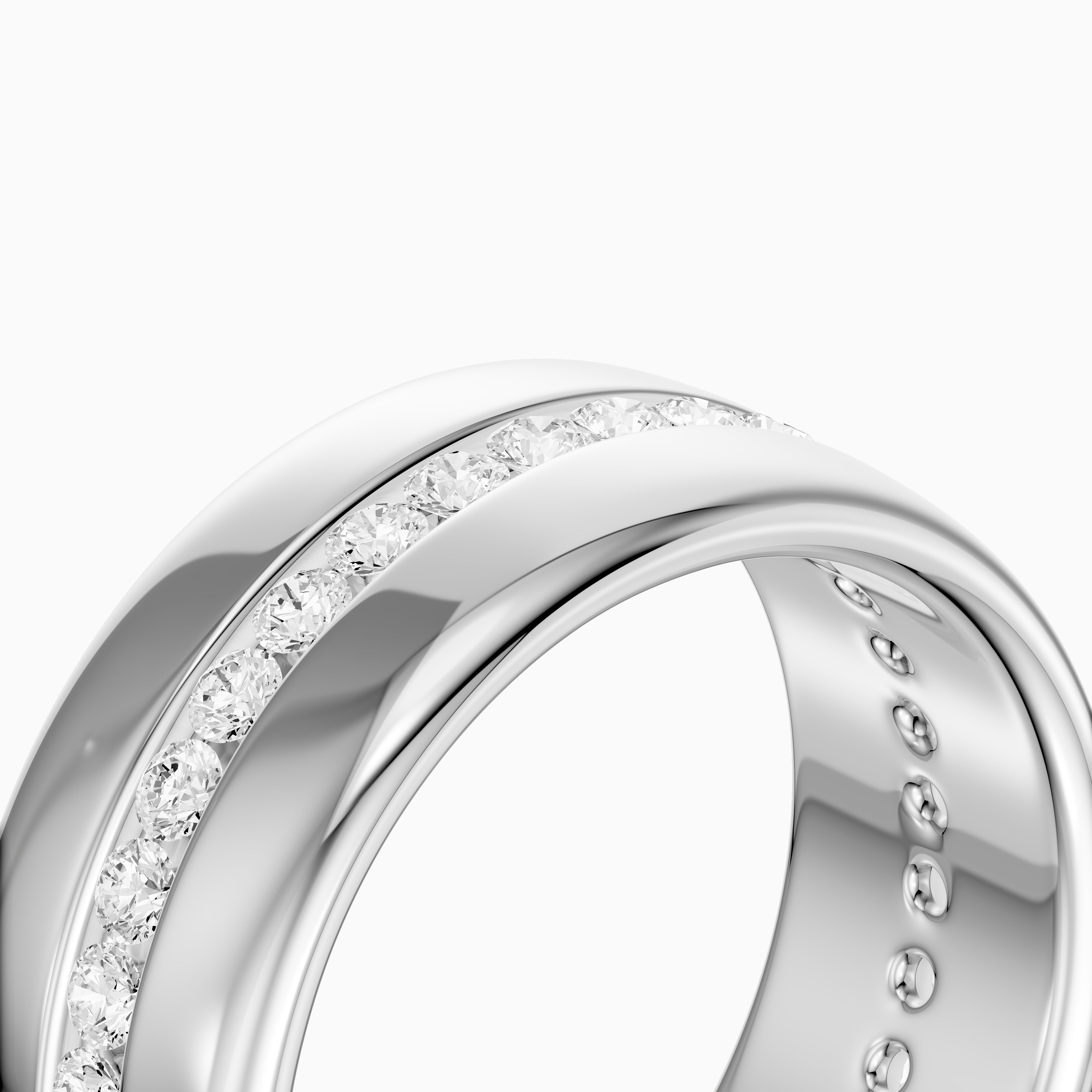 Carson Round Cut Lab Grown Diamond Channel Set Wide Cigar Band