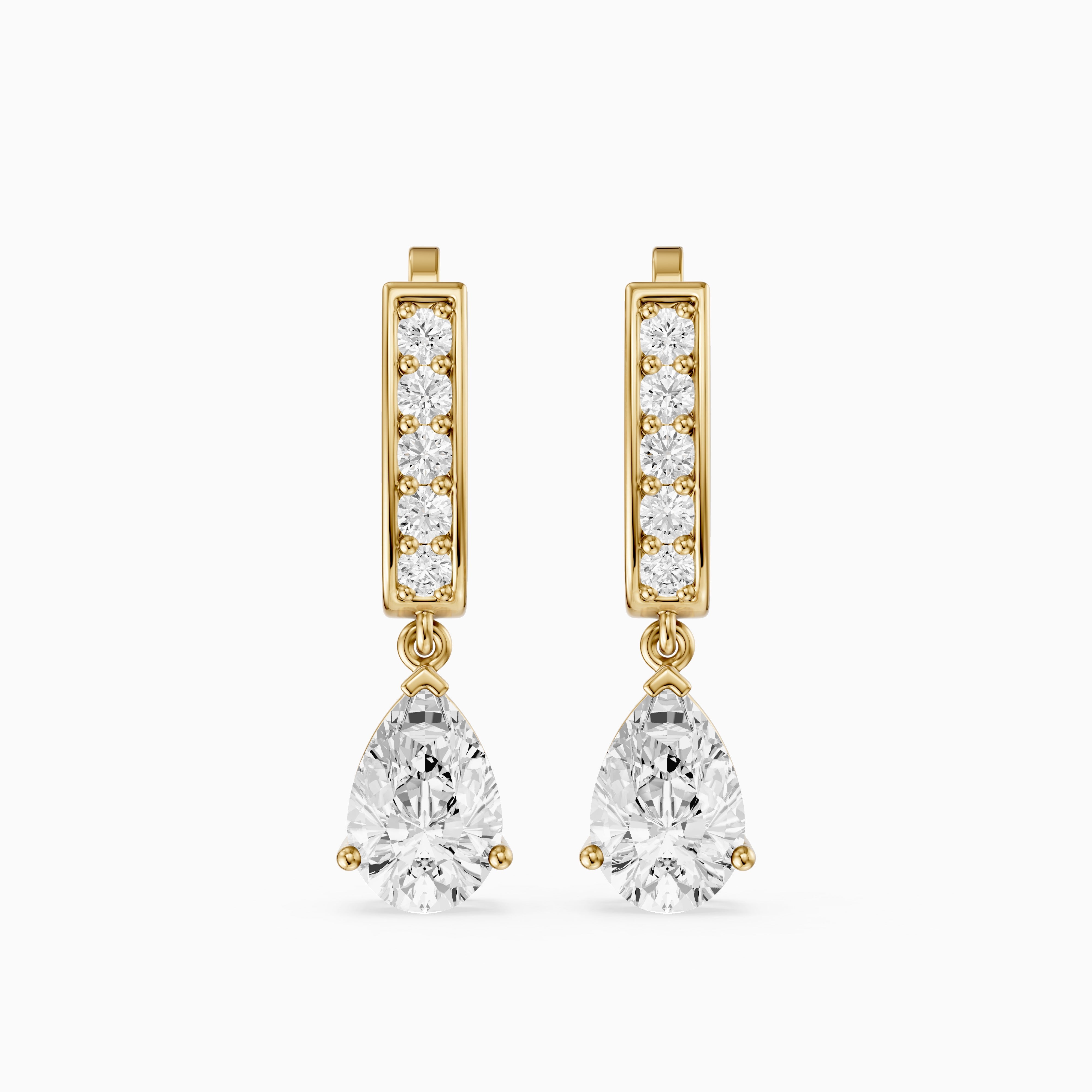 Iris Pear Lab Grown Diamond Drop Earrings with Pave Bar