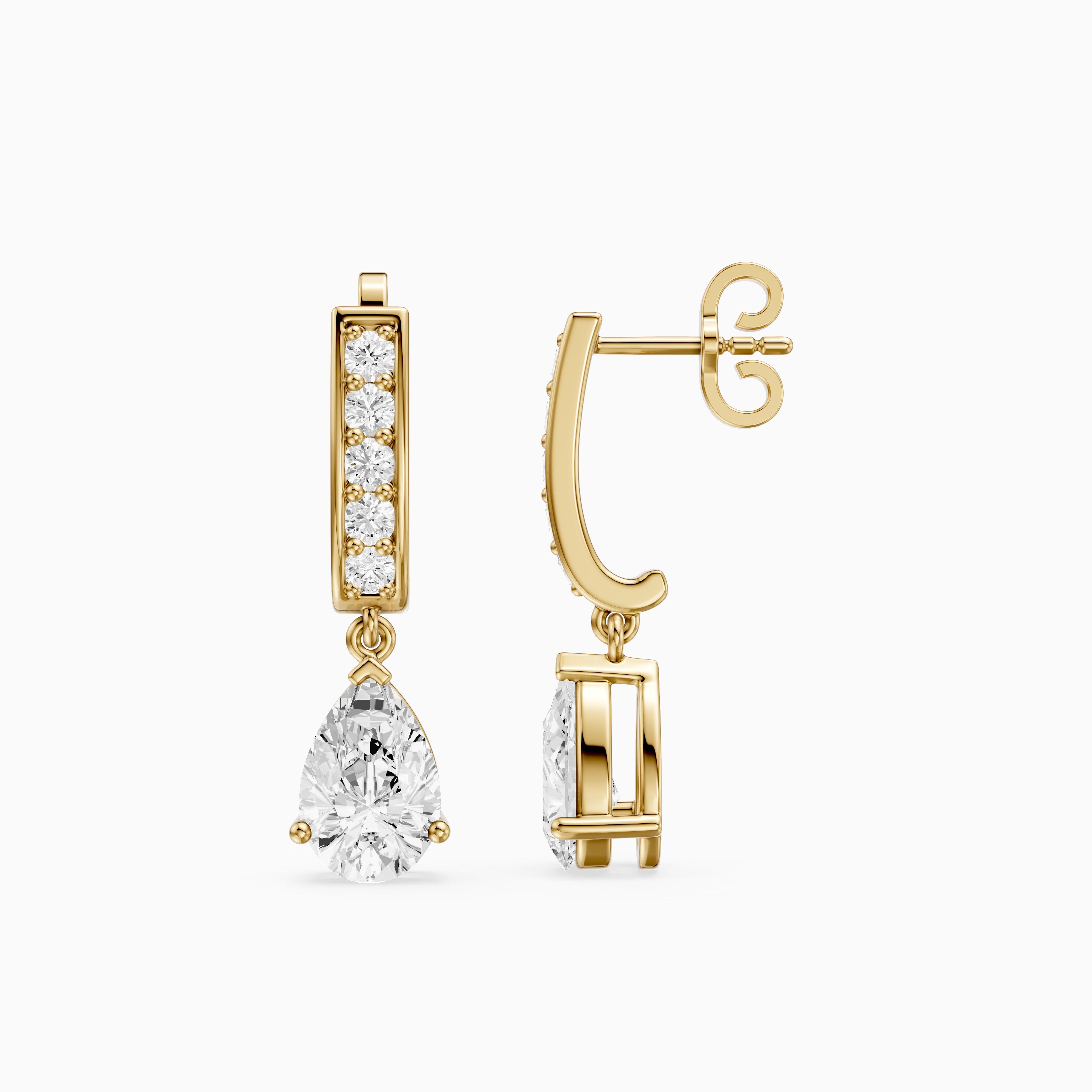 Iris Pear Lab Grown Diamond Drop Earrings with Pave Bar