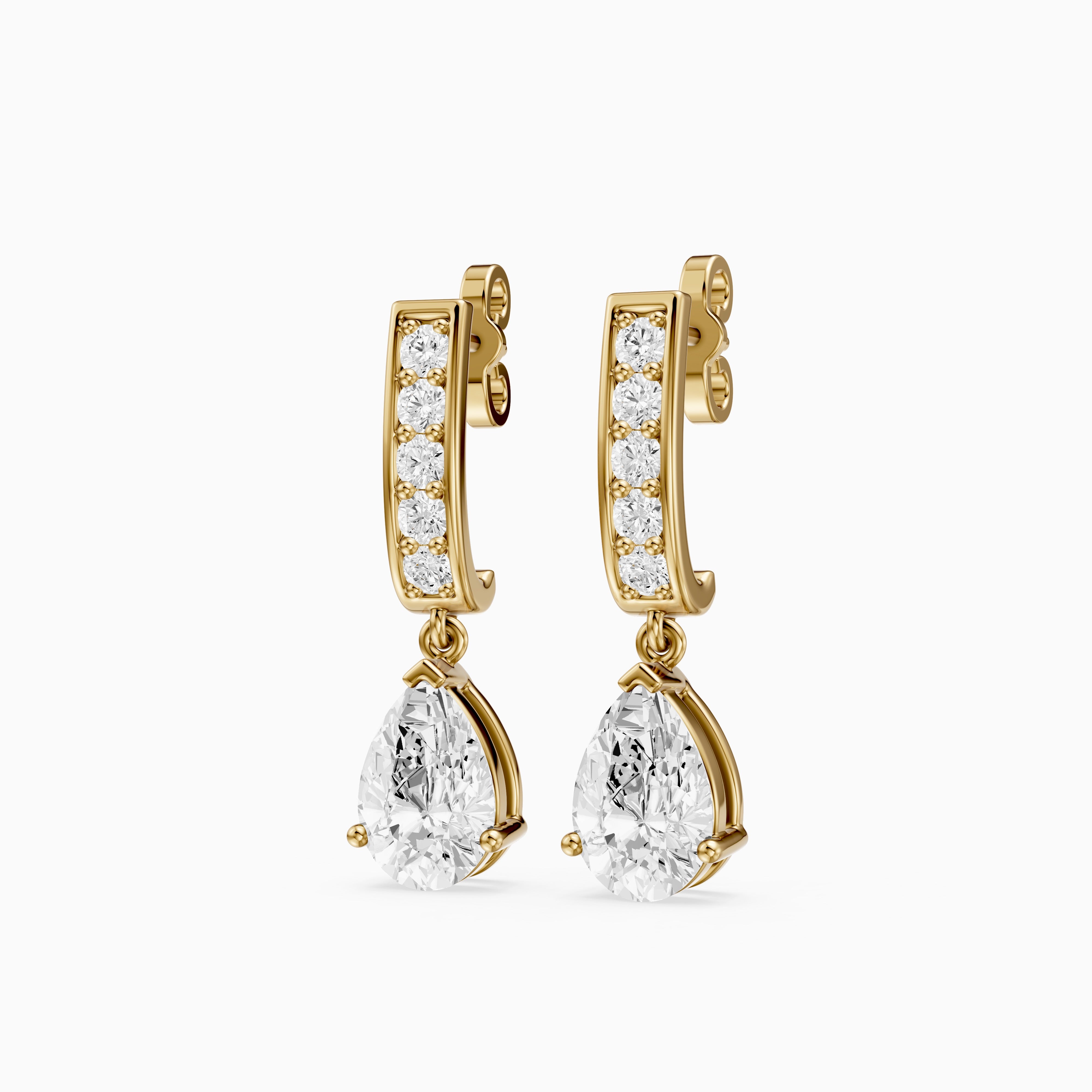 Iris Pear Lab Grown Diamond Drop Earrings with Pave Bar