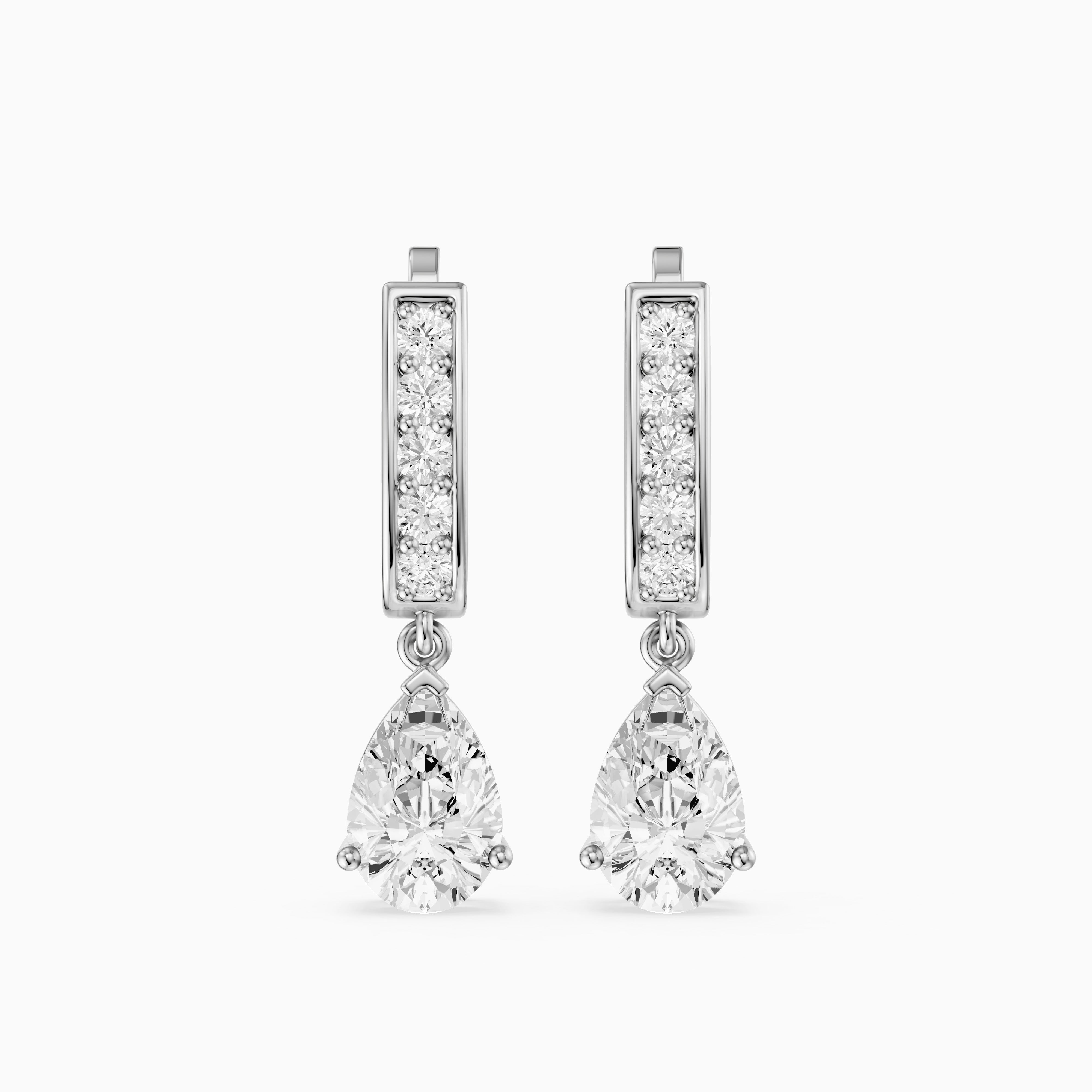 Iris Pear Lab Grown Diamond Drop Earrings with Pave Bar