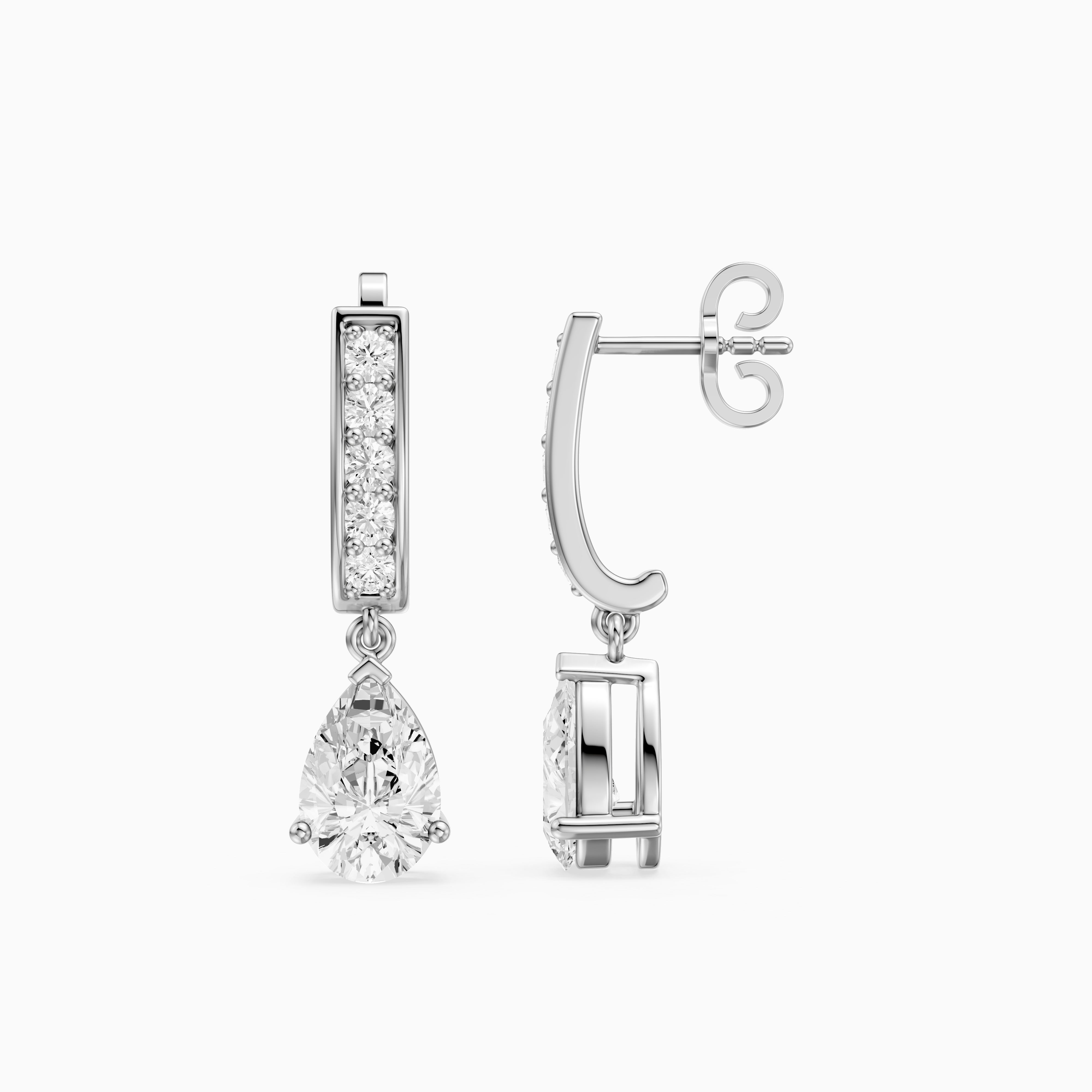 Iris Pear Lab Grown Diamond Drop Earrings with Pave Bar