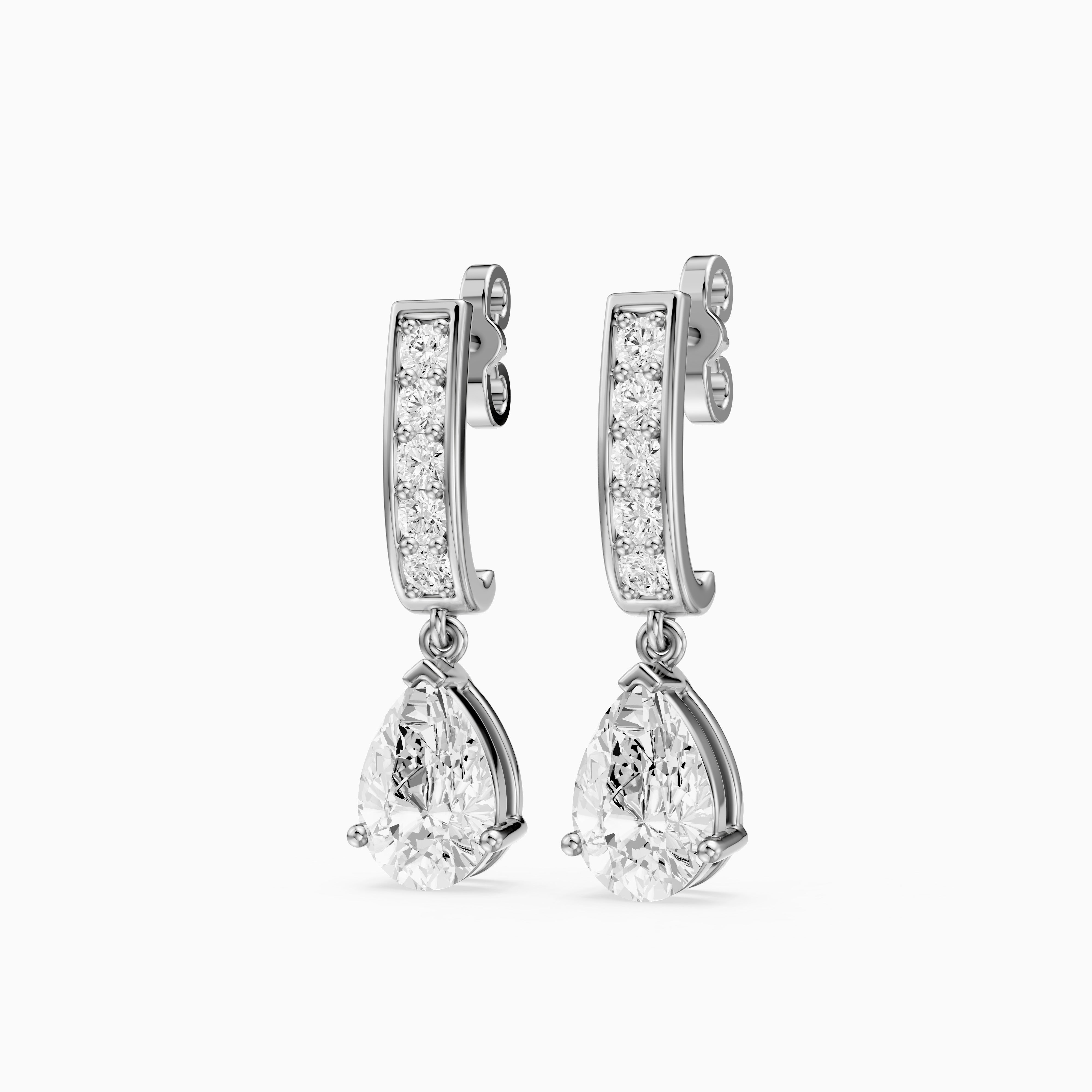 Iris Pear Lab Grown Diamond Drop Earrings with Pave Bar
