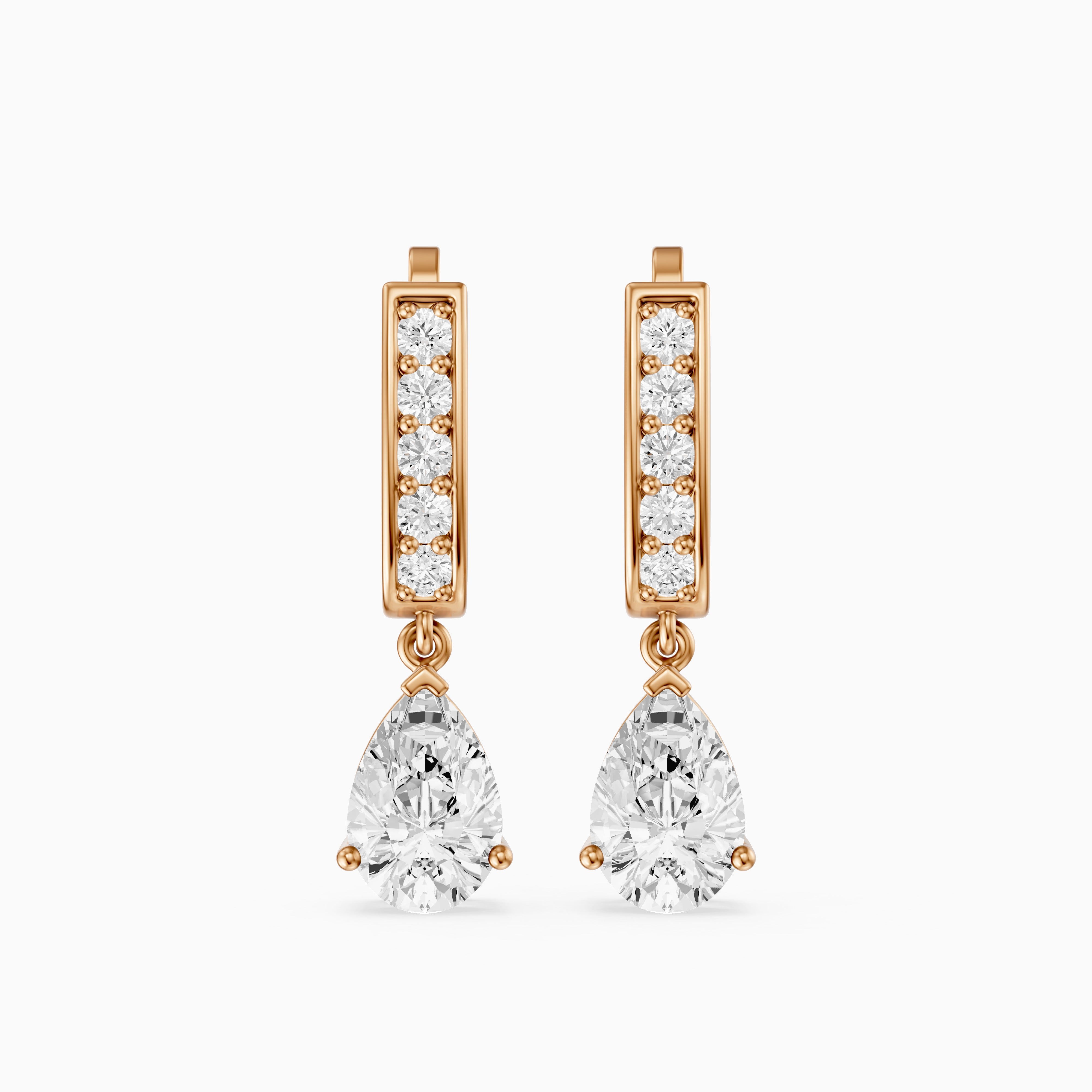 Iris Pear Lab Grown Diamond Drop Earrings with Pave Bar