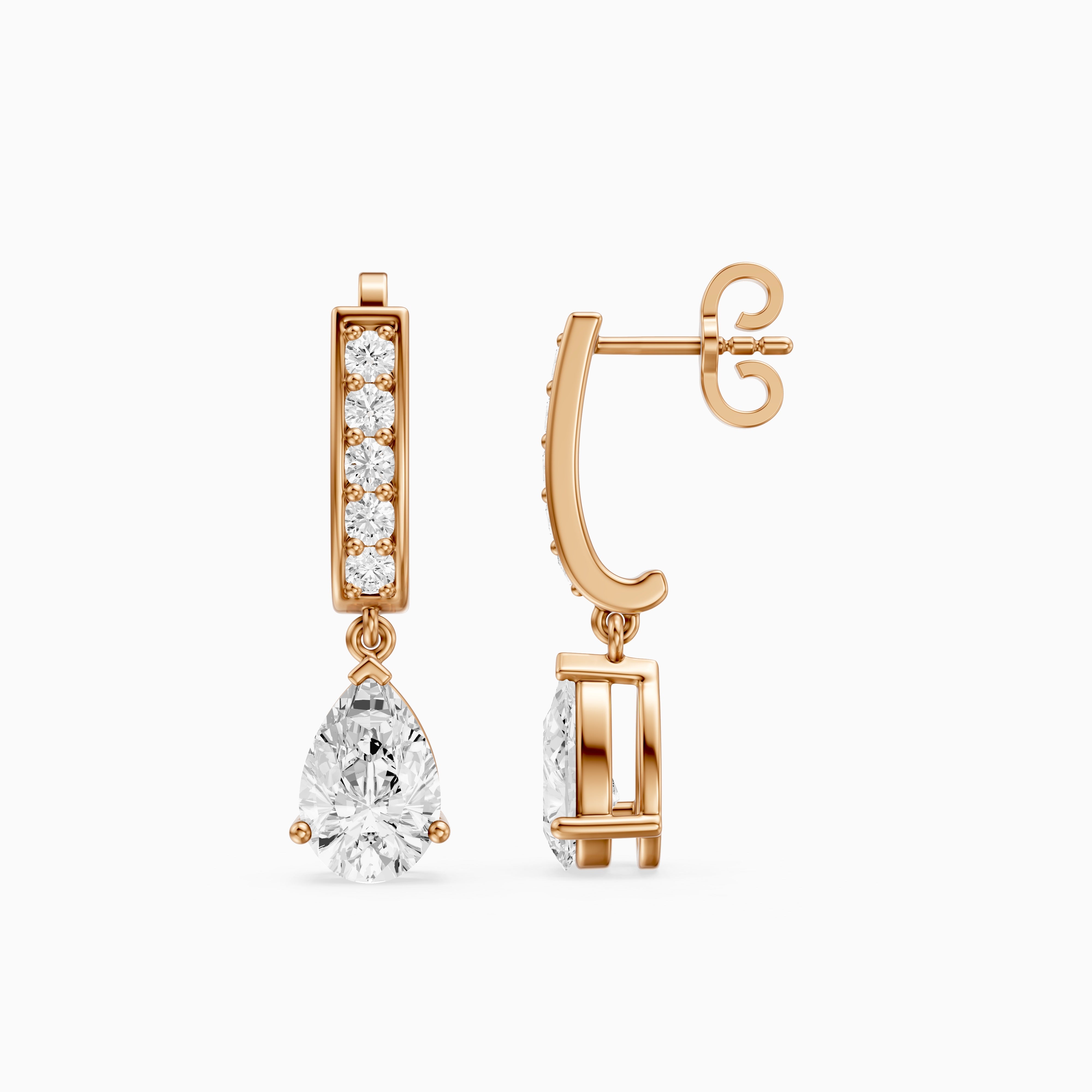 Iris Pear Lab Grown Diamond Drop Earrings with Pave Bar