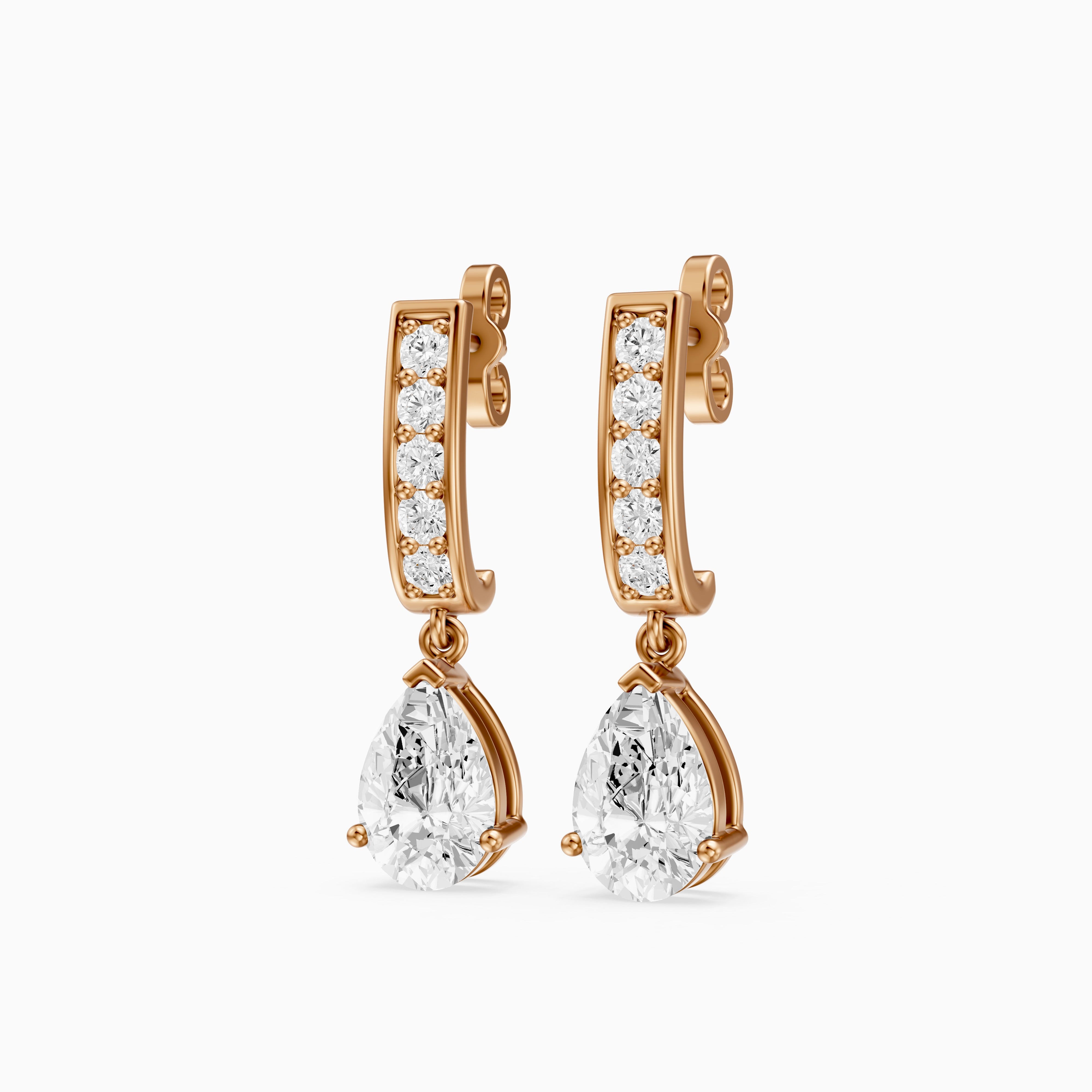 Iris Pear Lab Grown Diamond Drop Earrings with Pave Bar