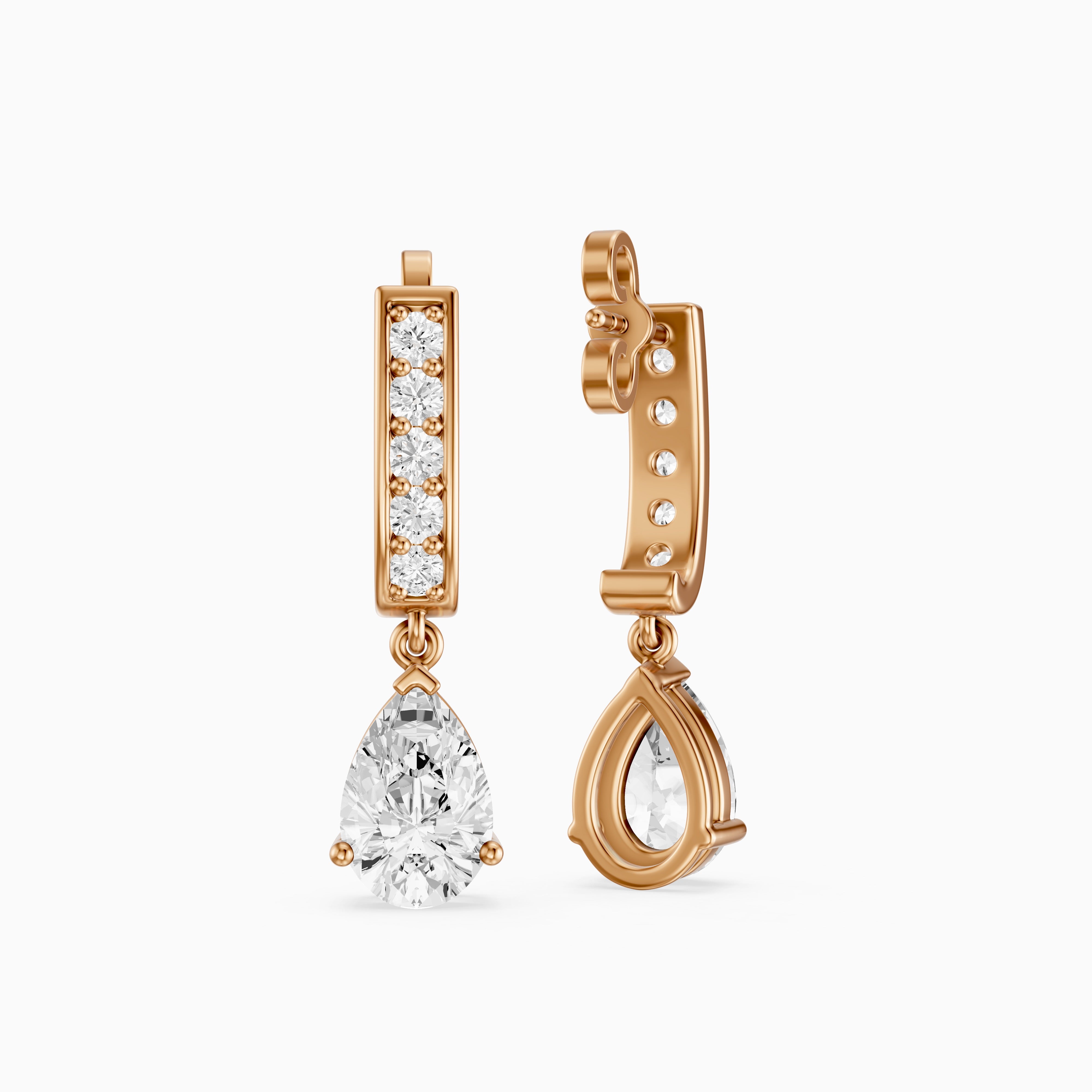 Iris Pear Lab Grown Diamond Drop Earrings with Pave Bar