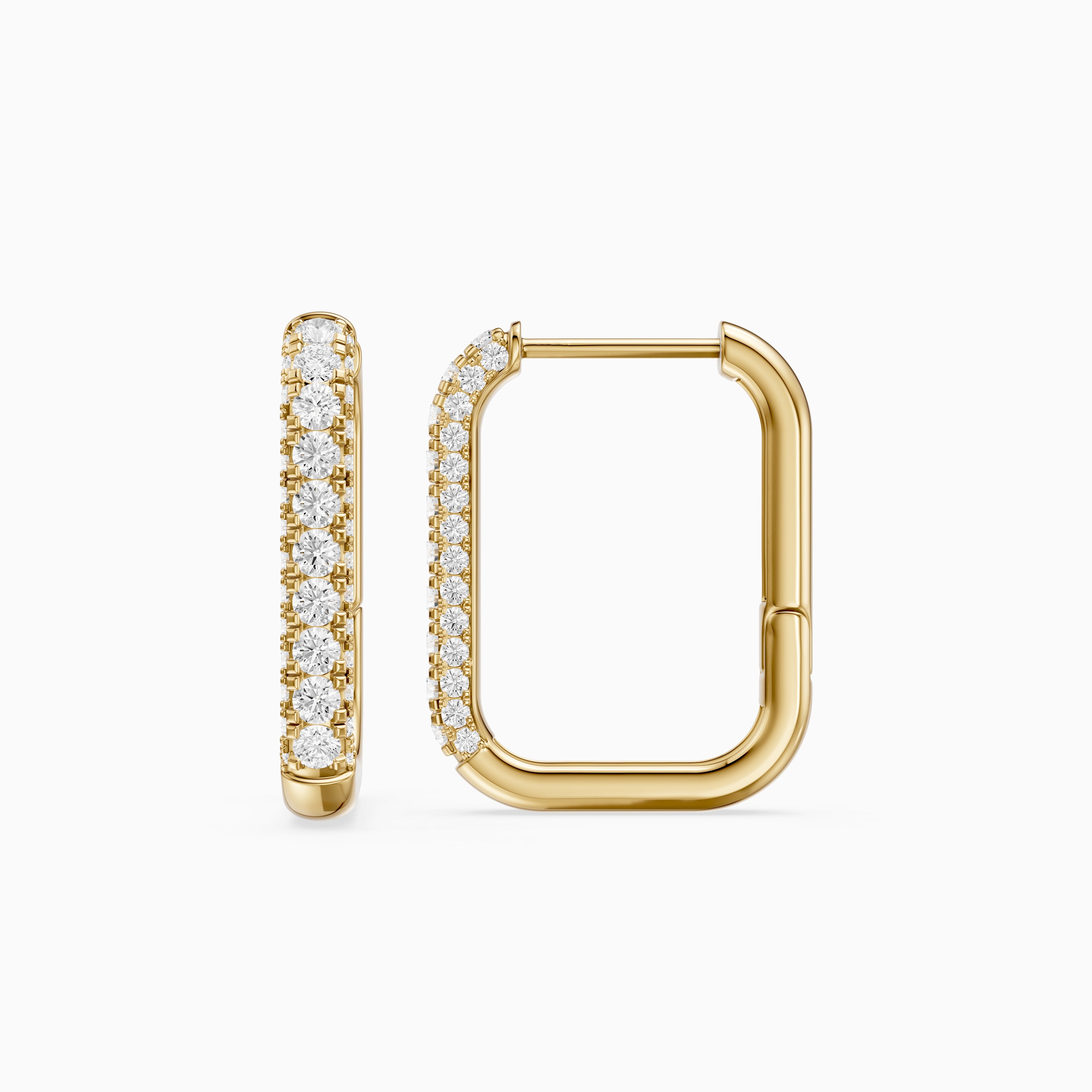 Simone Round Lab Grown Diamond Pave Rectangular Huggie Earrings