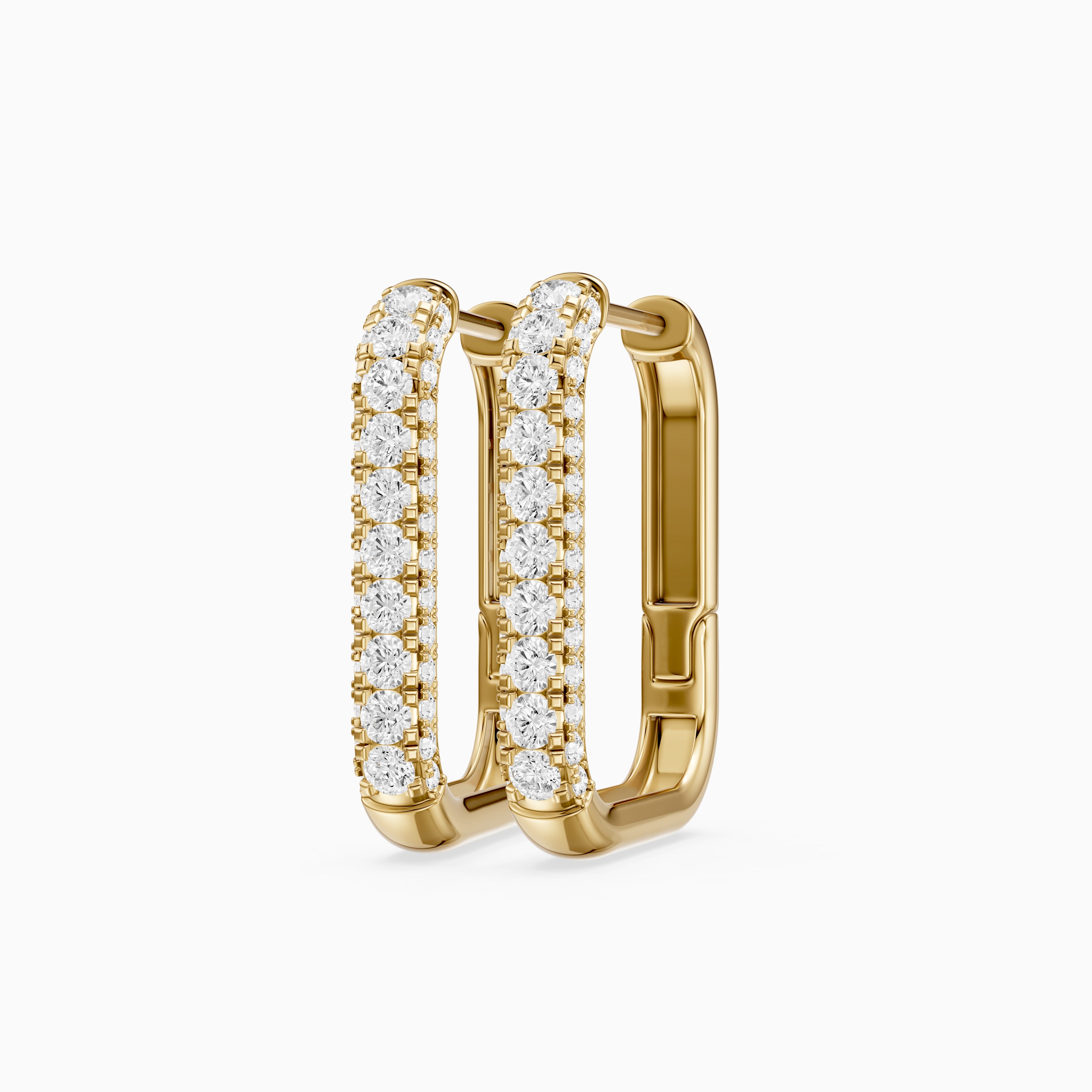 Simone Round Lab Grown Diamond Pave Rectangular Huggie Earrings