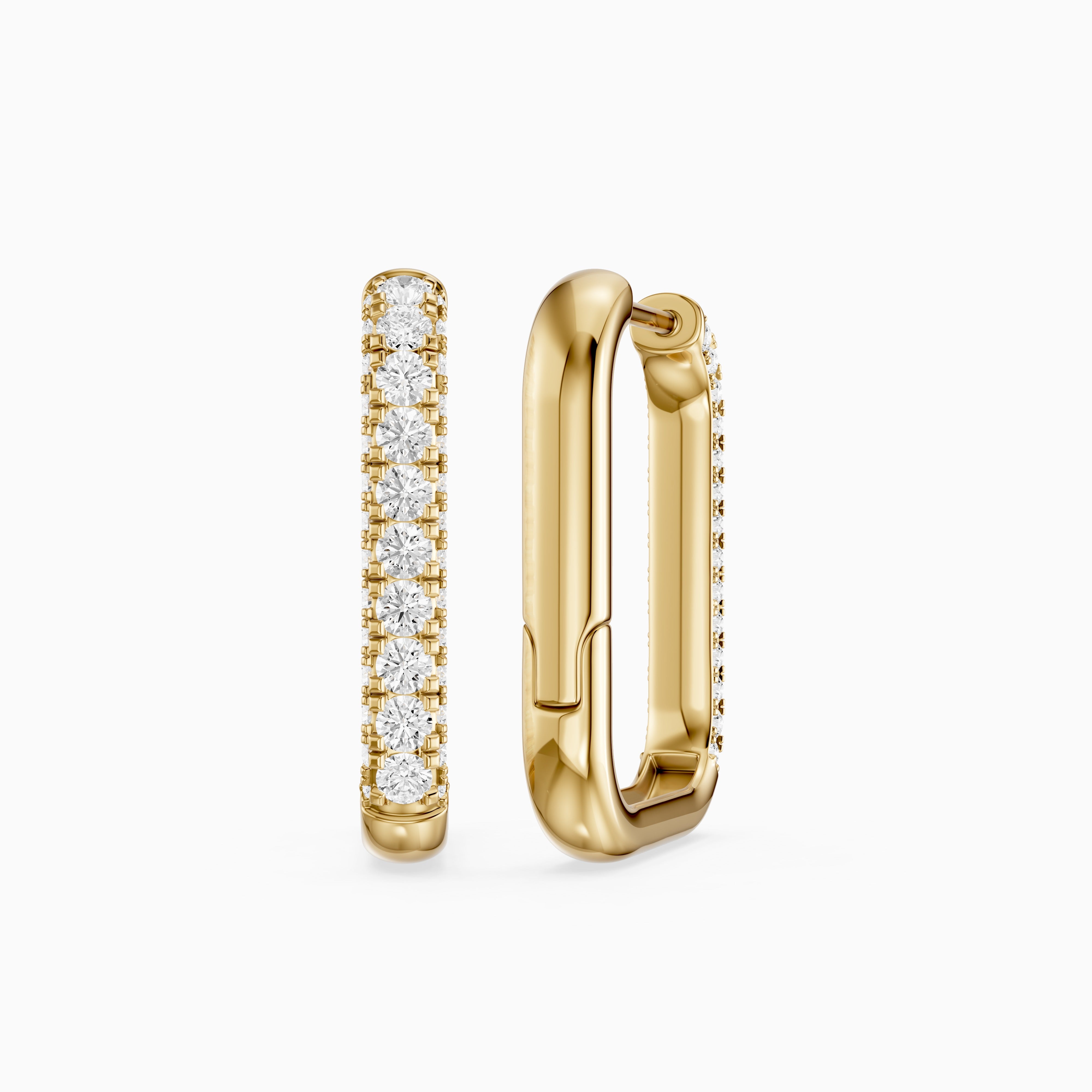 Simone Round Lab Grown Diamond Pave Rectangular Huggie Earrings