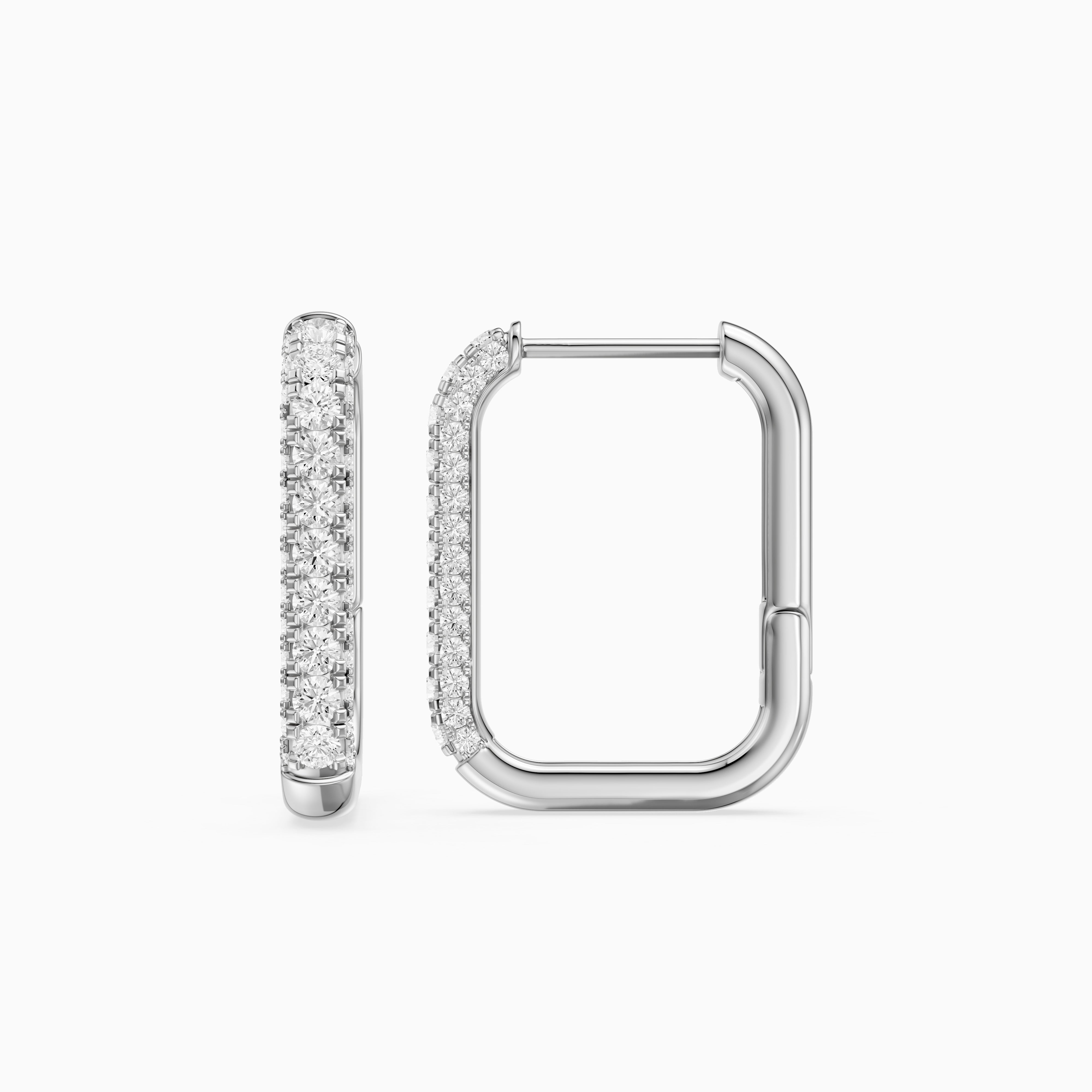 Simone Round Lab Grown Diamond Pave Rectangular Huggie Earrings