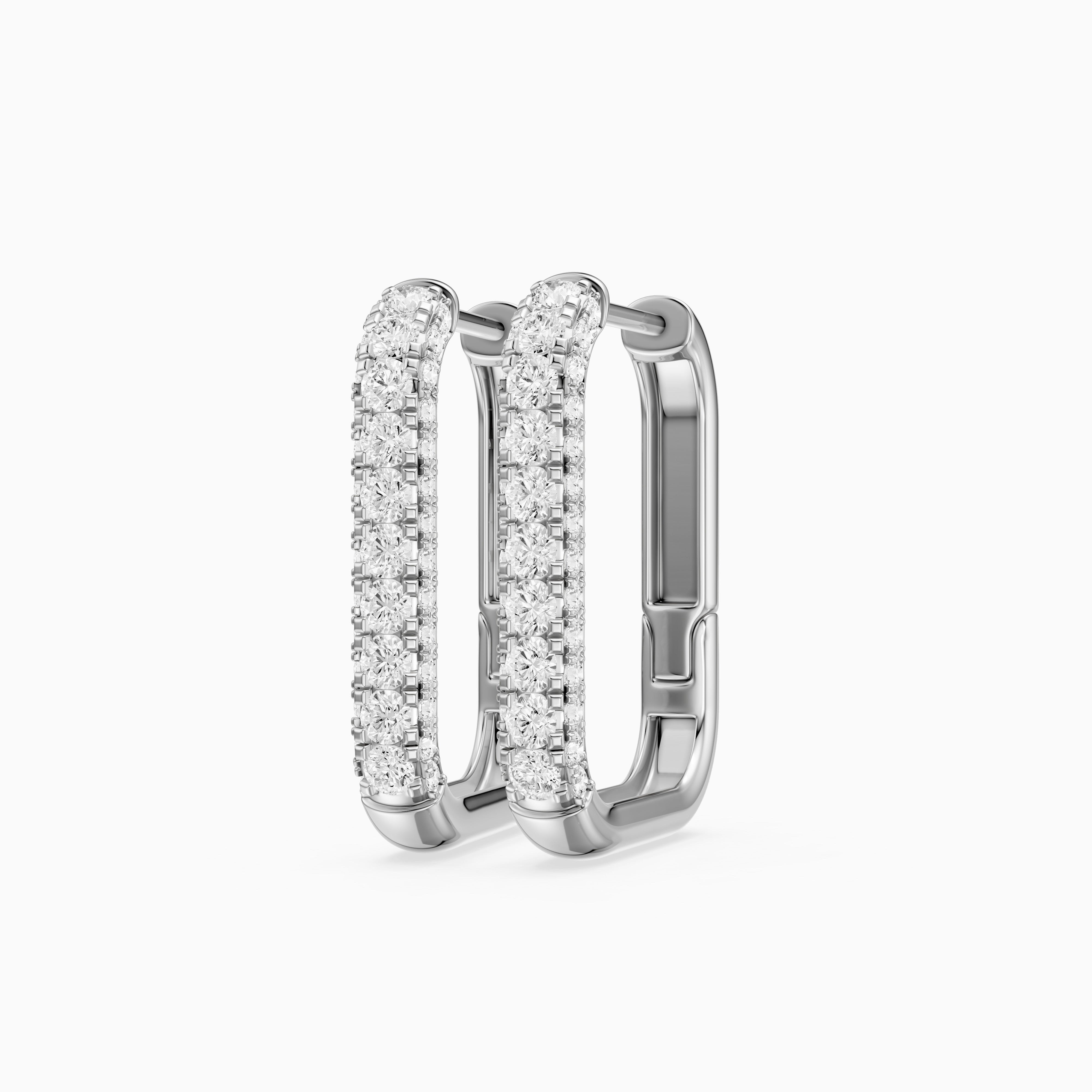 Simone Round Lab Grown Diamond Pave Rectangular Huggie Earrings