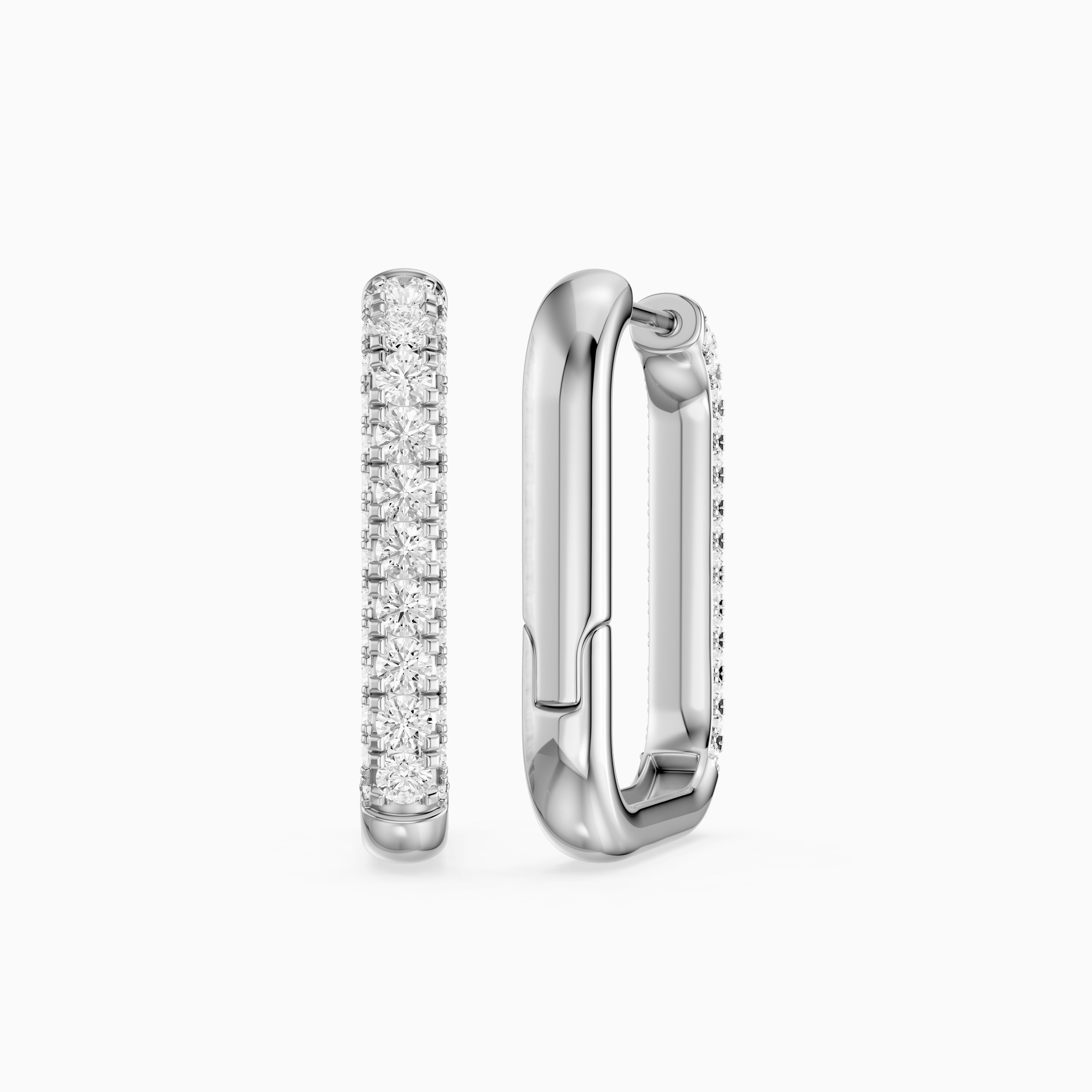 Simone Round Lab Grown Diamond Pave Rectangular Huggie Earrings
