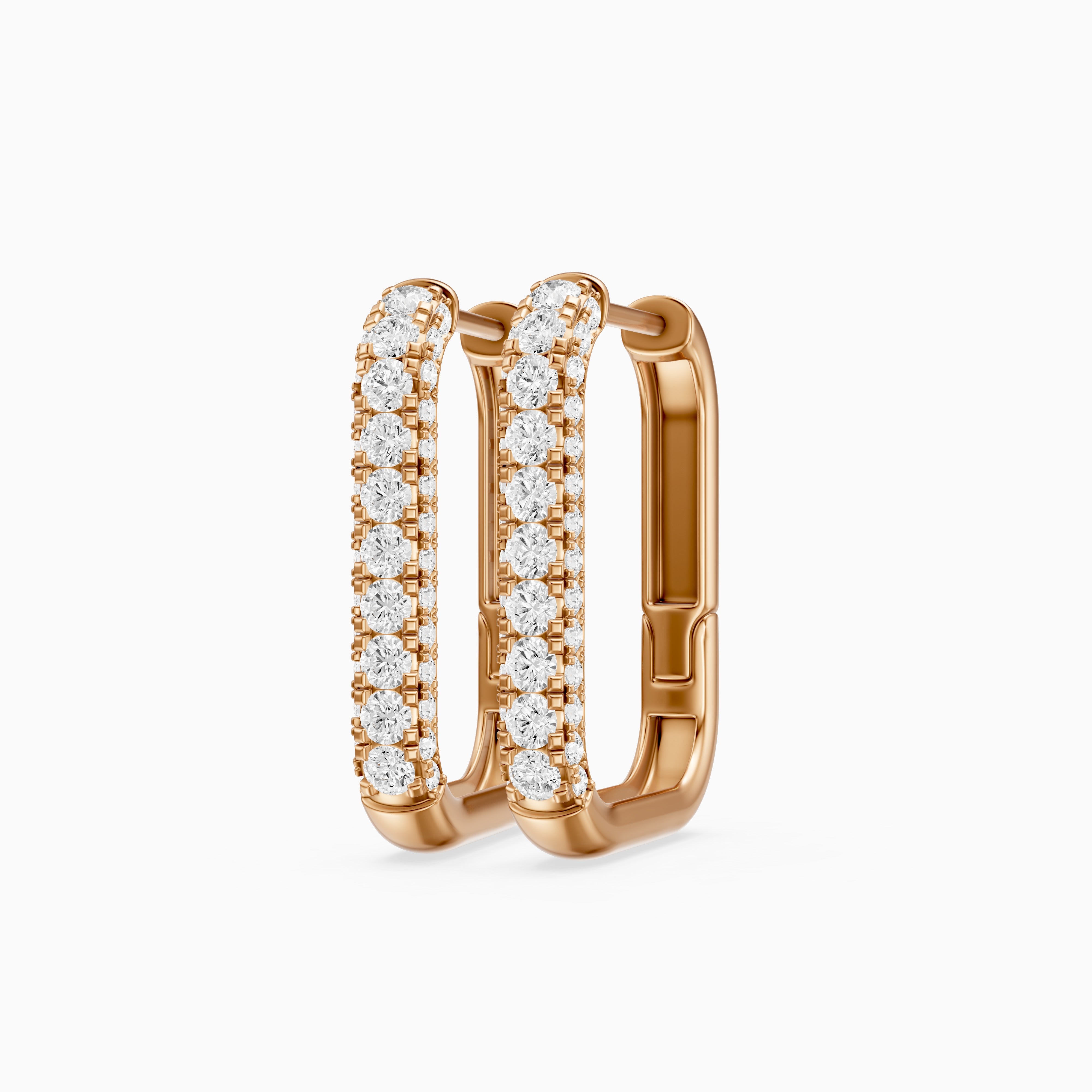 Simone Round Lab Grown Diamond Pave Rectangular Huggie Earrings