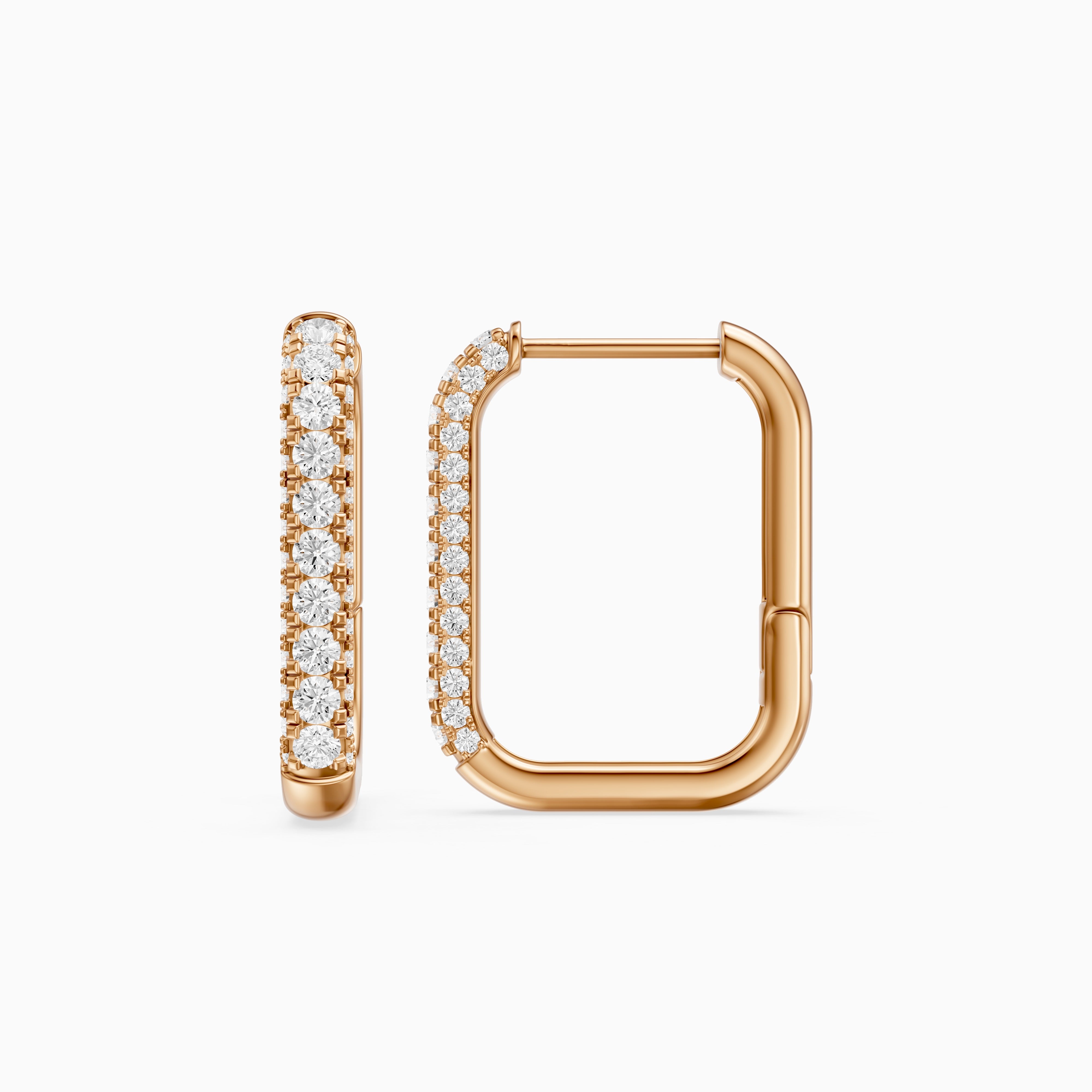 Simone Round Lab Grown Diamond Pave Rectangular Huggie Earrings